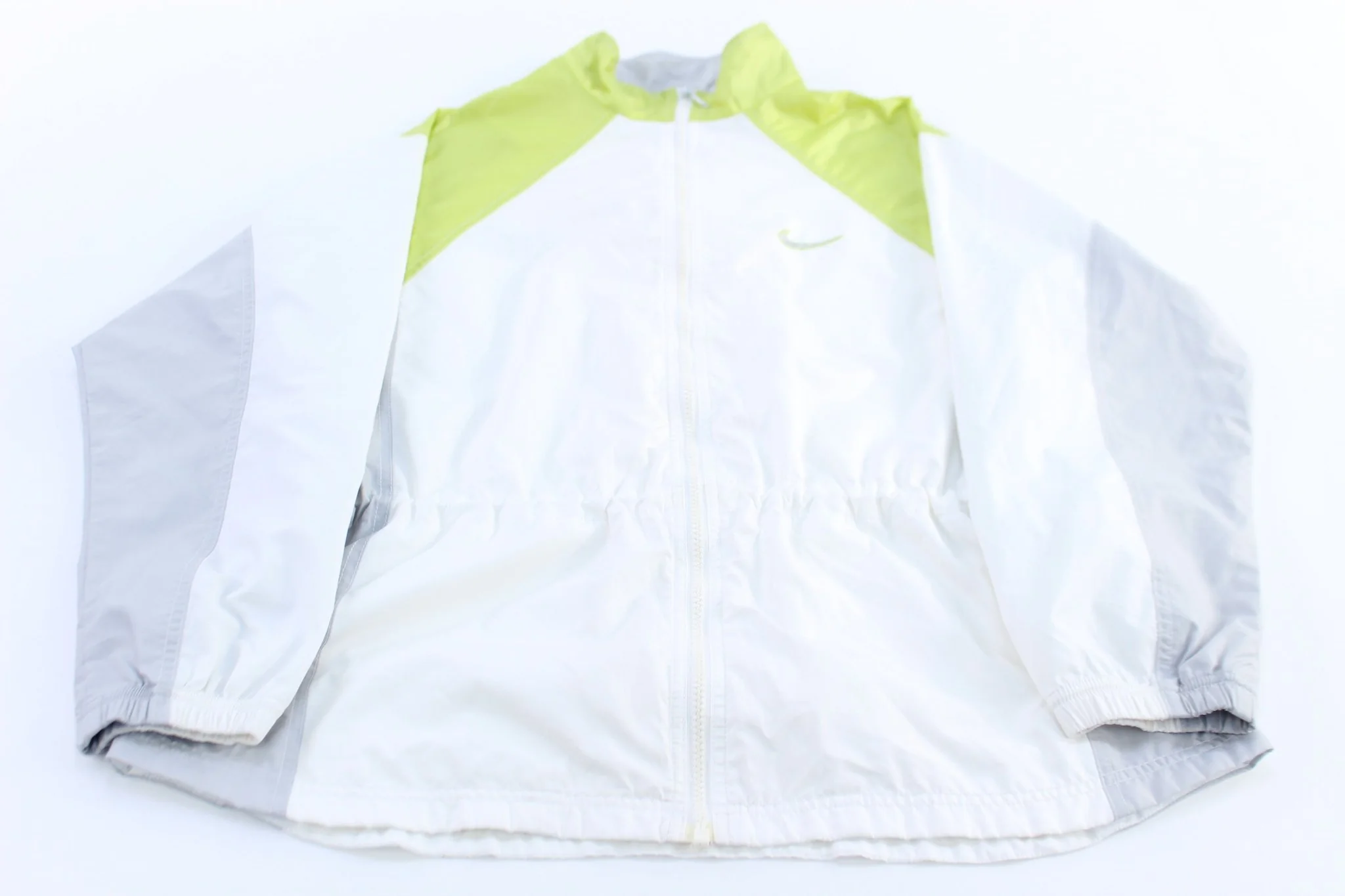 Women's Nike Embroidered Logo Grey, Green, & White Zip Up Jacket