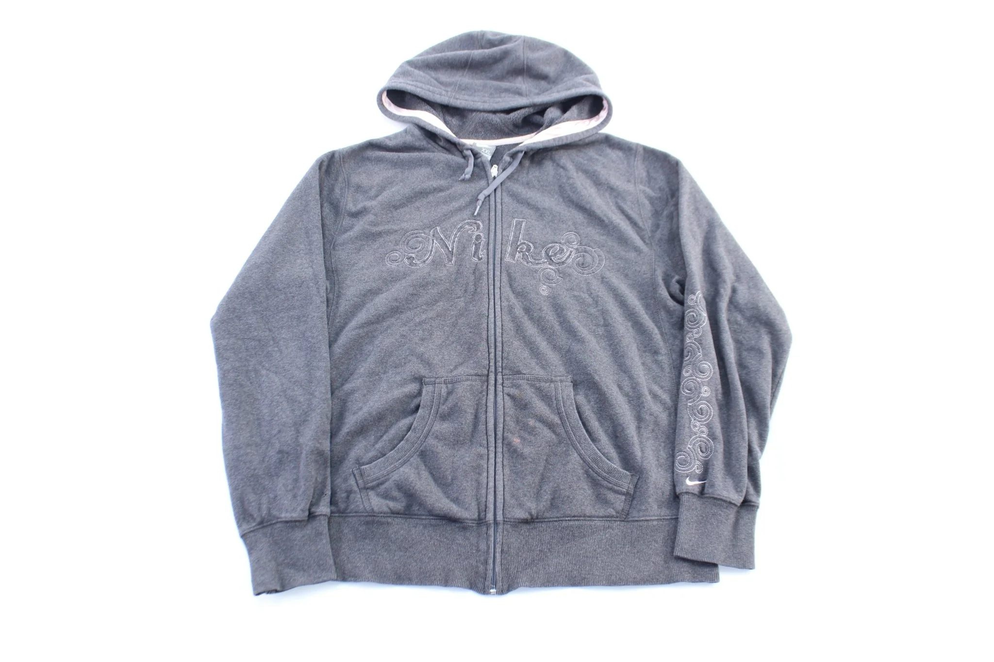 Women's Nike Embroidered Logo Grey Zip Up Hoodie