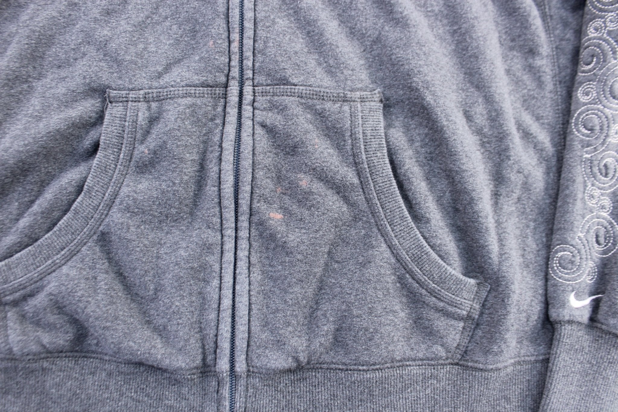 Women's Nike Embroidered Logo Grey Zip Up Hoodie - Image 3