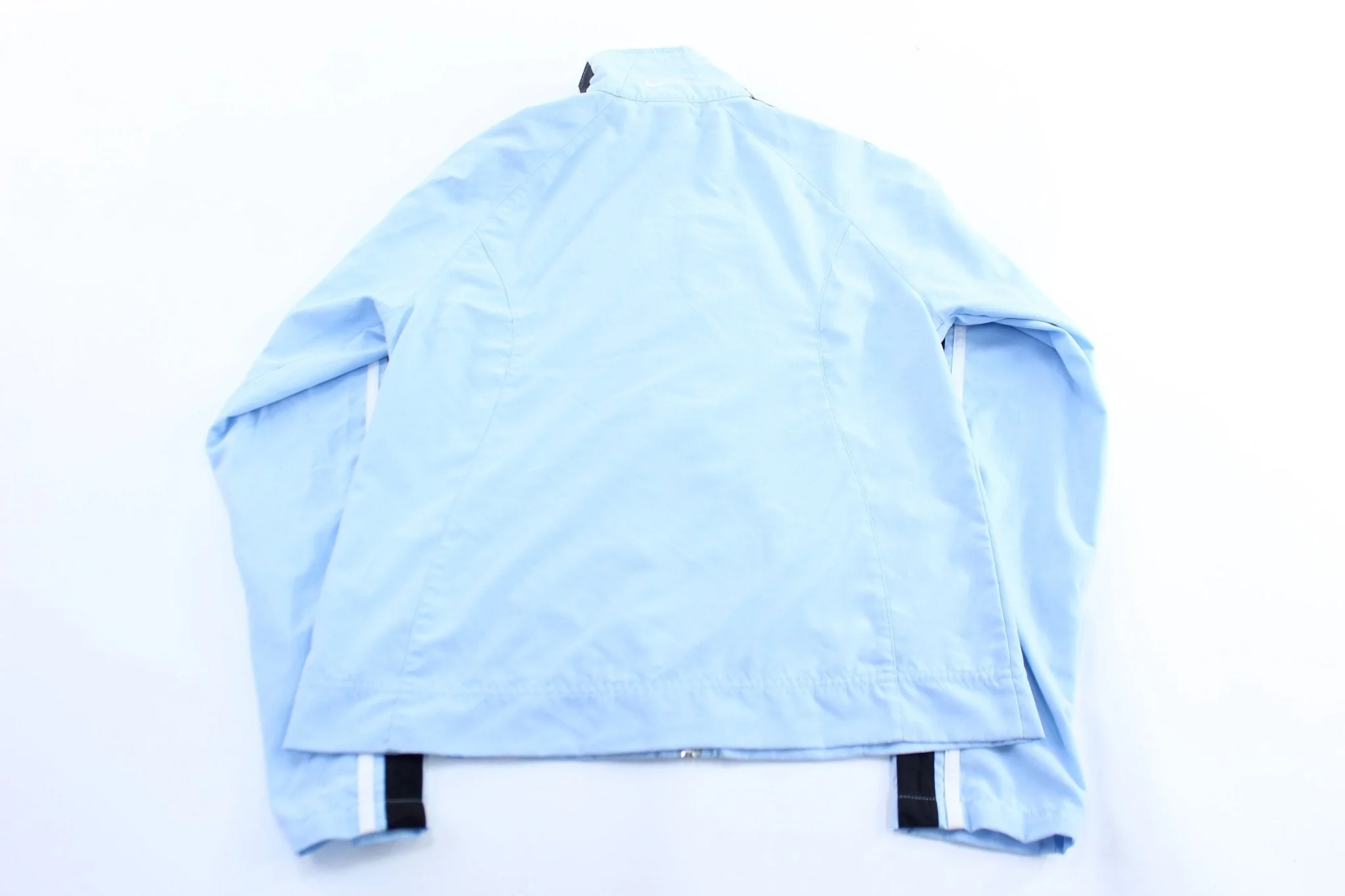 Women's Nike Embroidered Logo Light Blue Striped Zip Up Jacket - Image 2