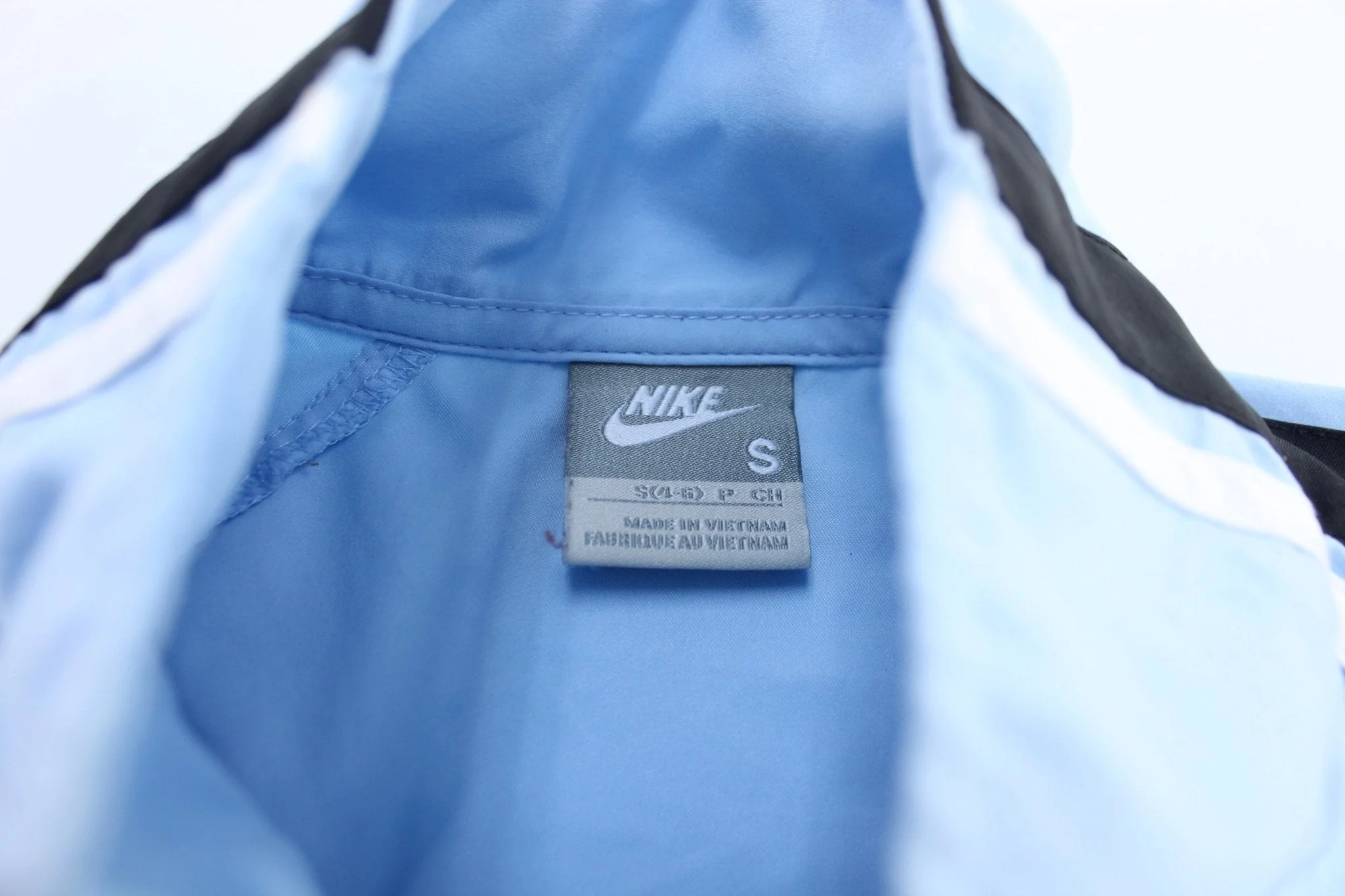 Women's Nike Embroidered Logo Light Blue Striped Zip Up Jacket - Image 3