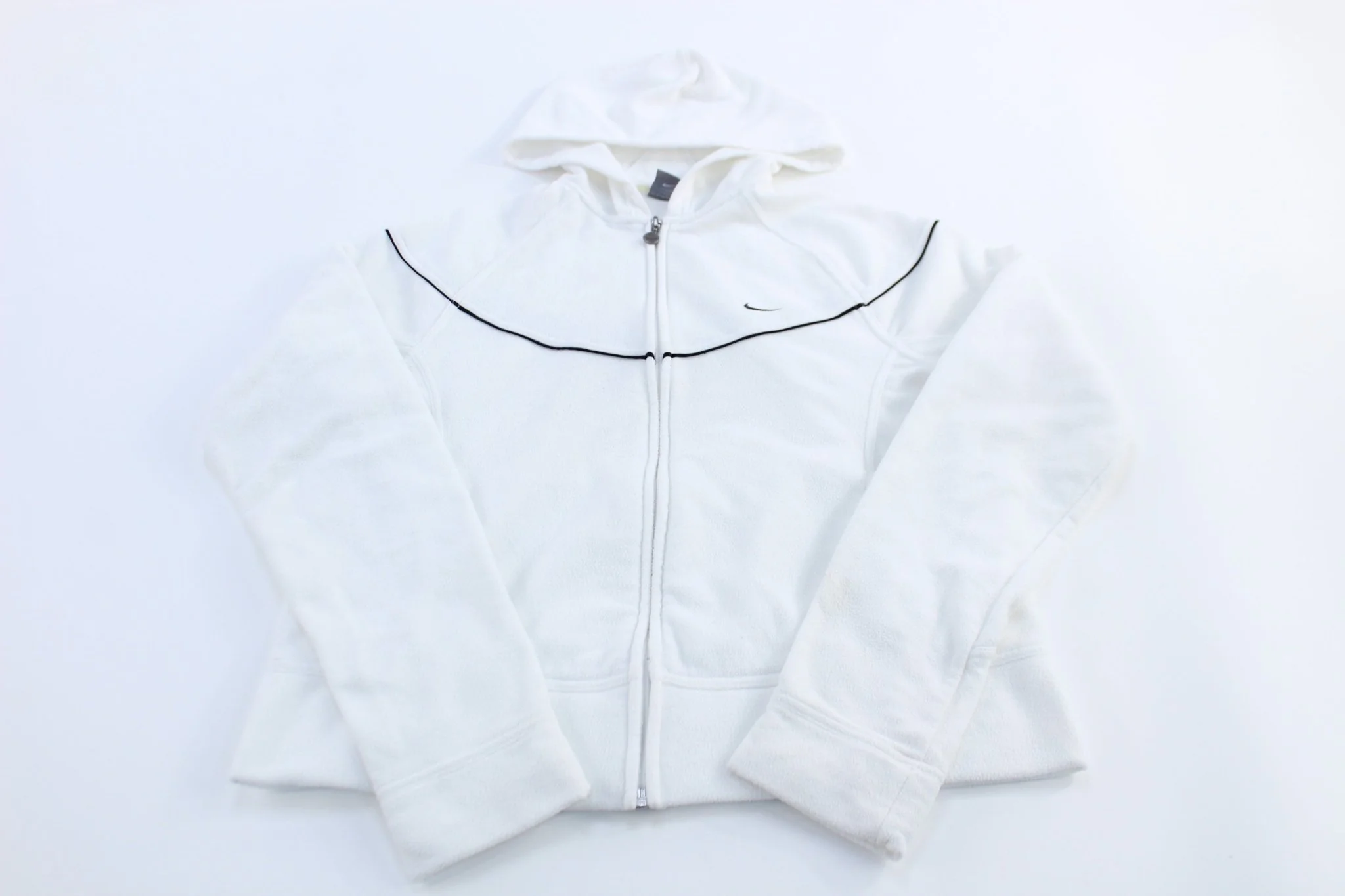 Women's Nike Embroidered Logo White Fleece Full Zip Hoodie