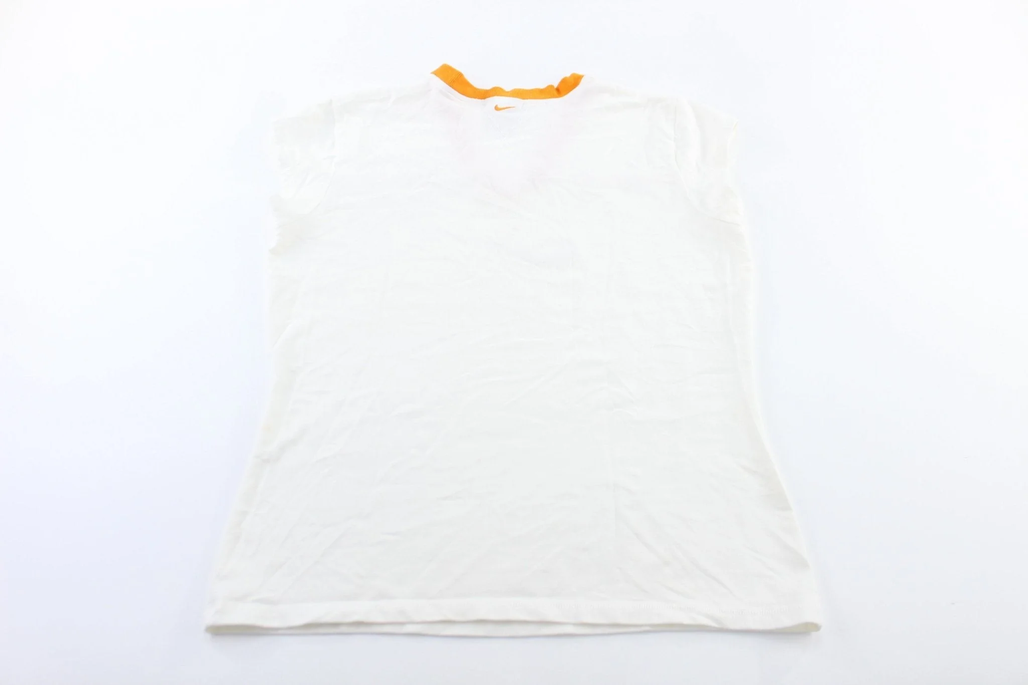 Women's Nike Embroidered Logo White & Orange Tank Top - Image 2