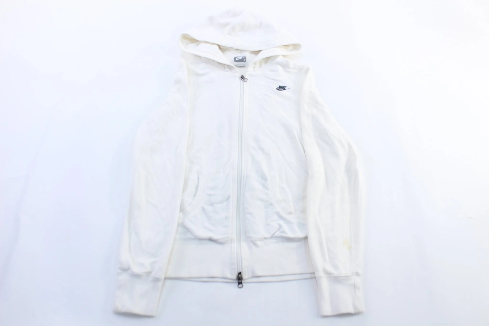 Women's Nike Embroidered Logo White Zip Up Hoodie