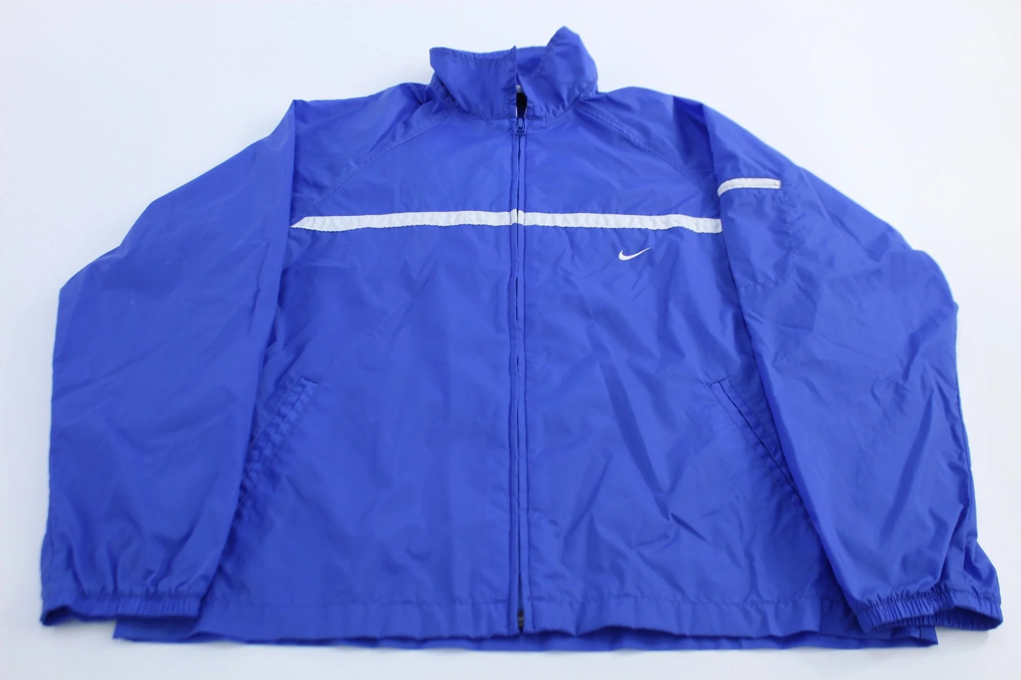 Women's Nike Embroidered Swoosh Logo Blue & White Zip Up Jacket