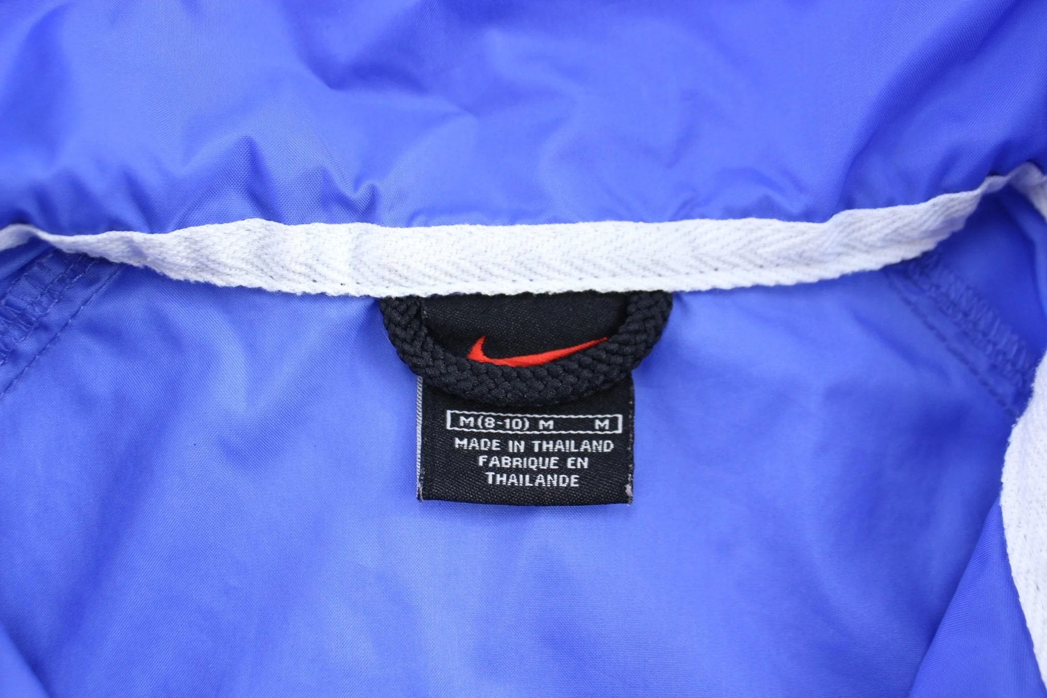 Women's Nike Embroidered Swoosh Logo Blue & White Zip Up Jacket - Image 3