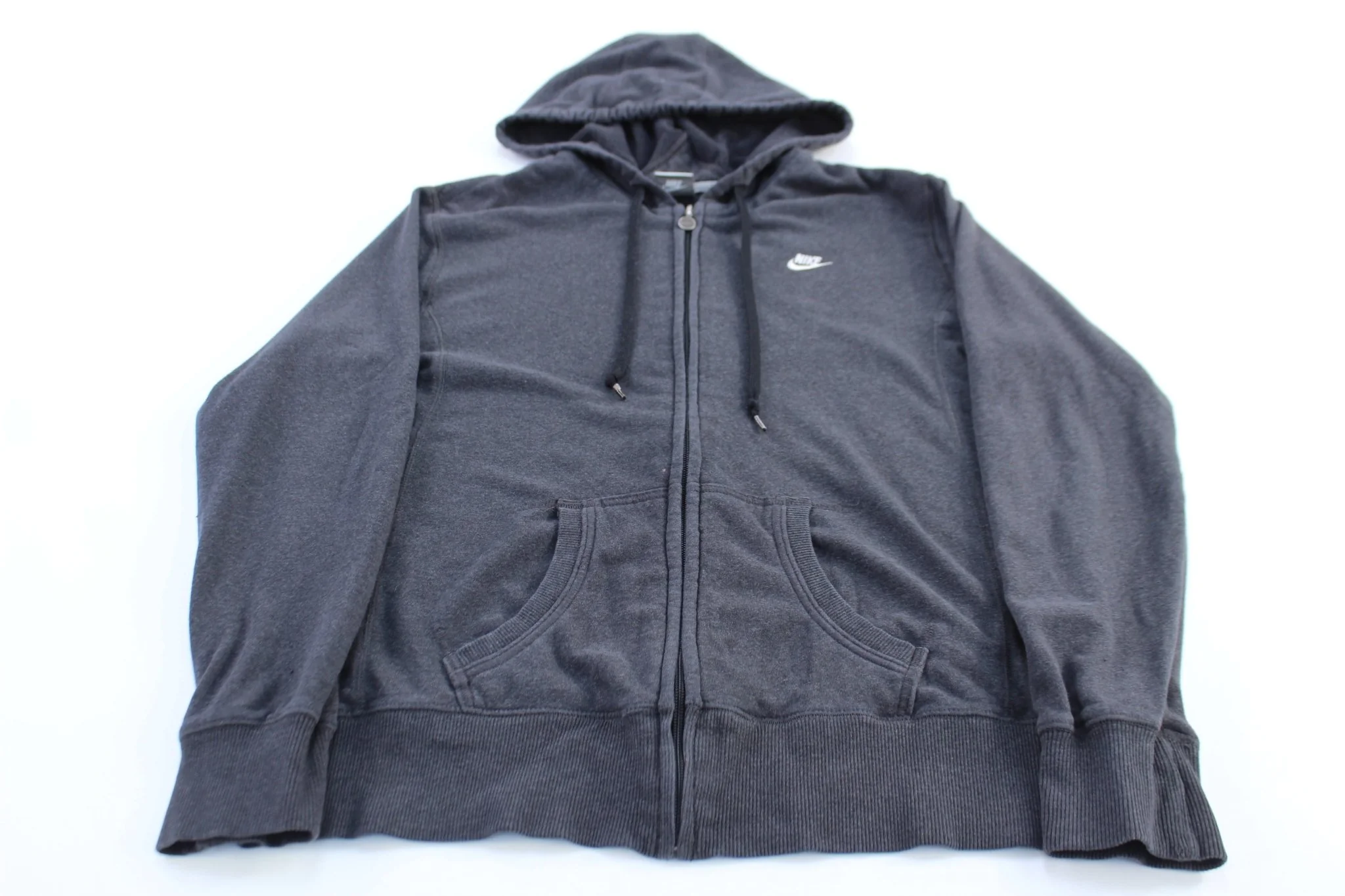 Women's Nike Logo Embroidered Grey Zip Up Hoodie
