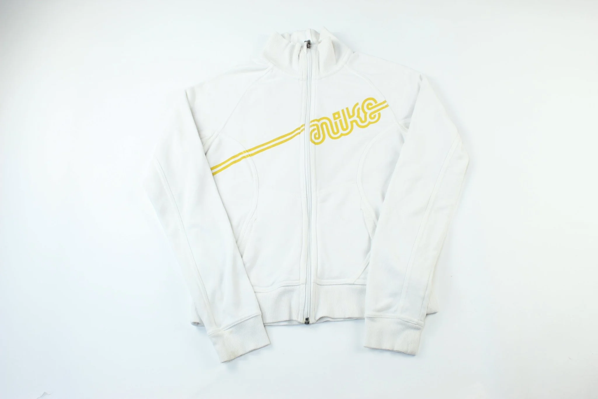 Women's Nike Logo White & Yellow Zip Up Jacket