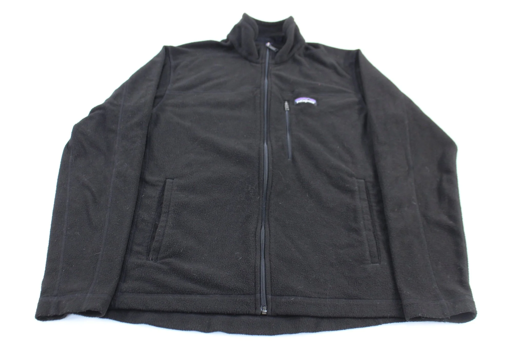 Women's Patagonia Logo Patch Black Fleece Zip Up Jacket