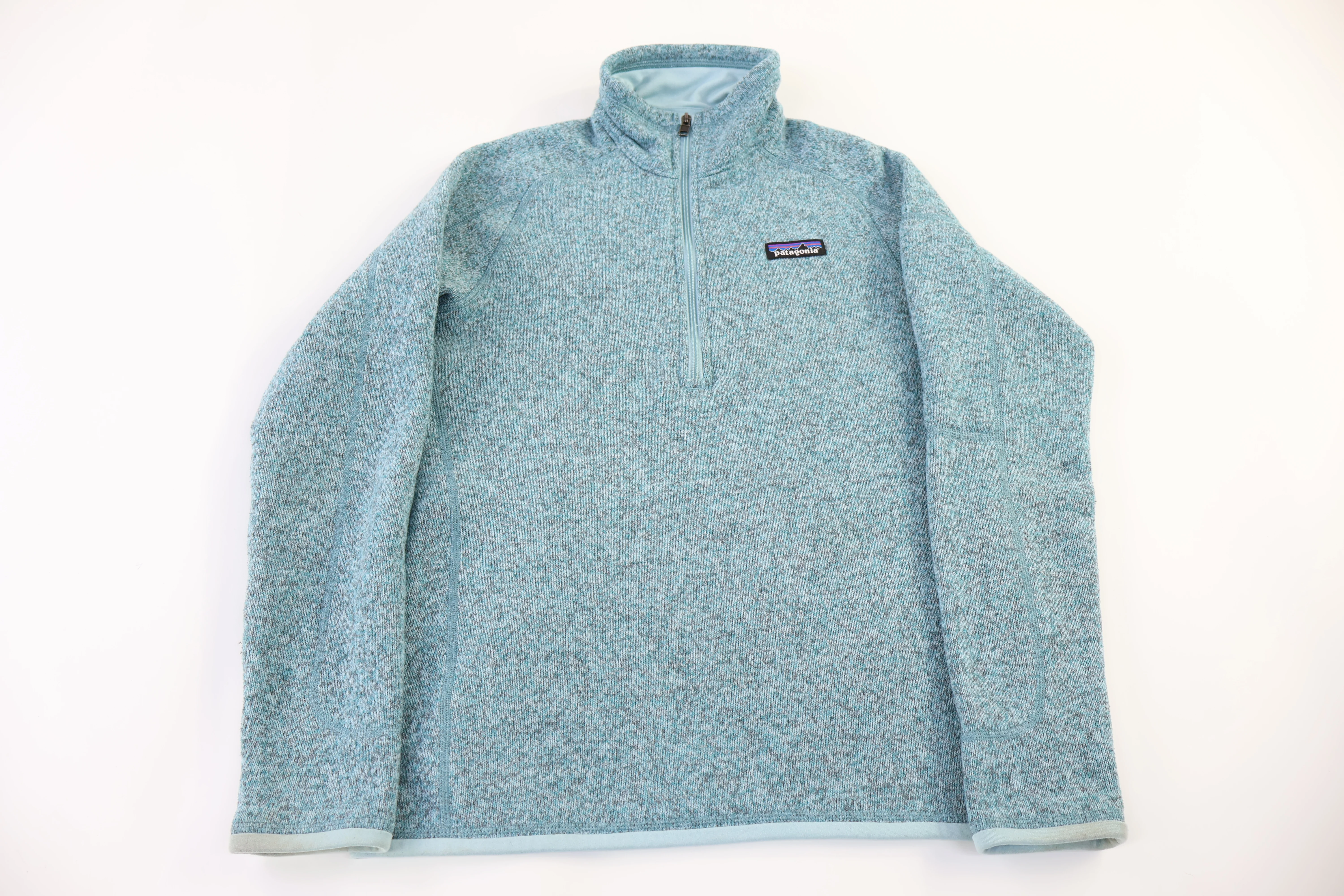 Women's Patagonia Logo Patch Blue Quarter Zip Sweater
