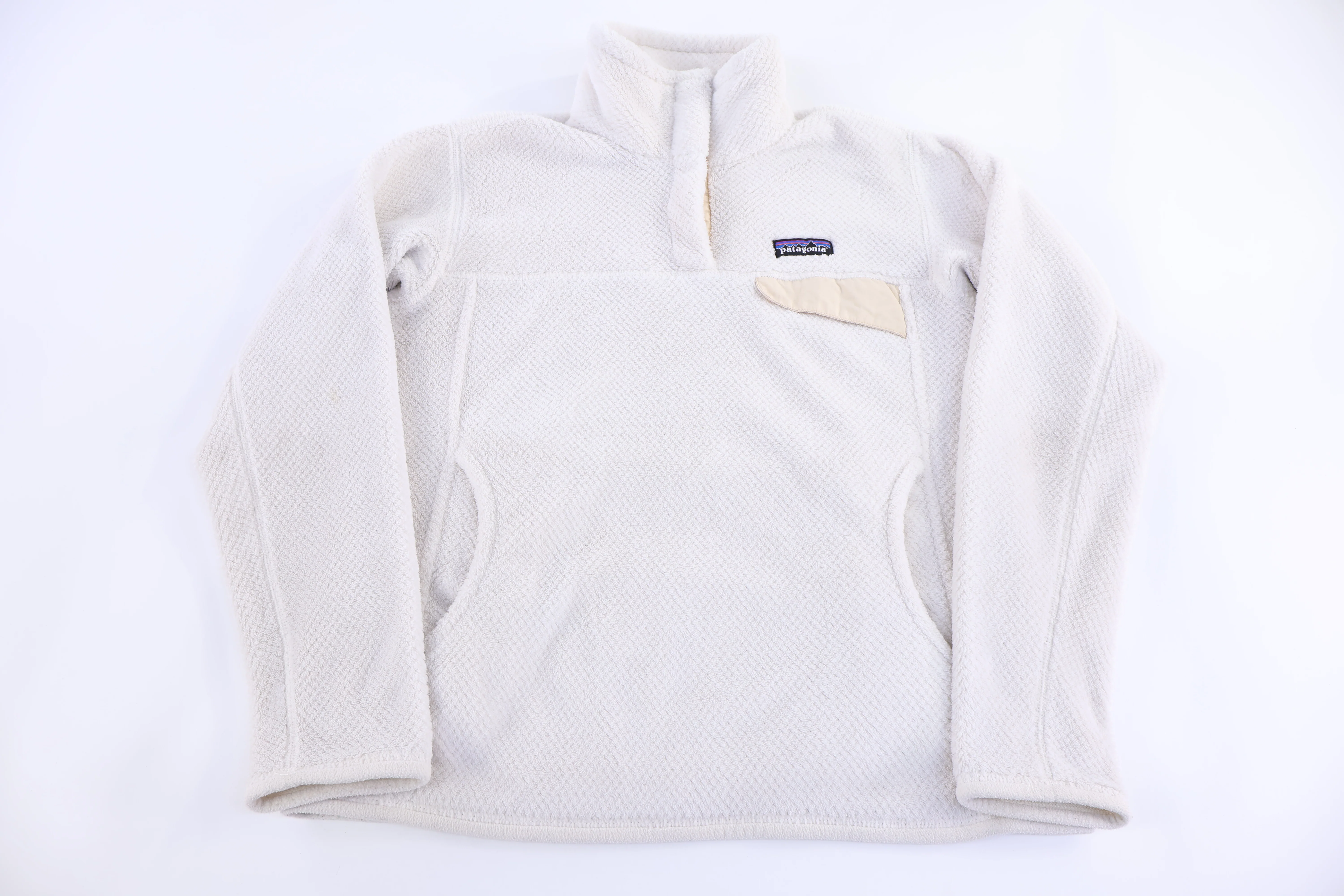 Women's Patagonia Logo Patch White Pullover Sweater