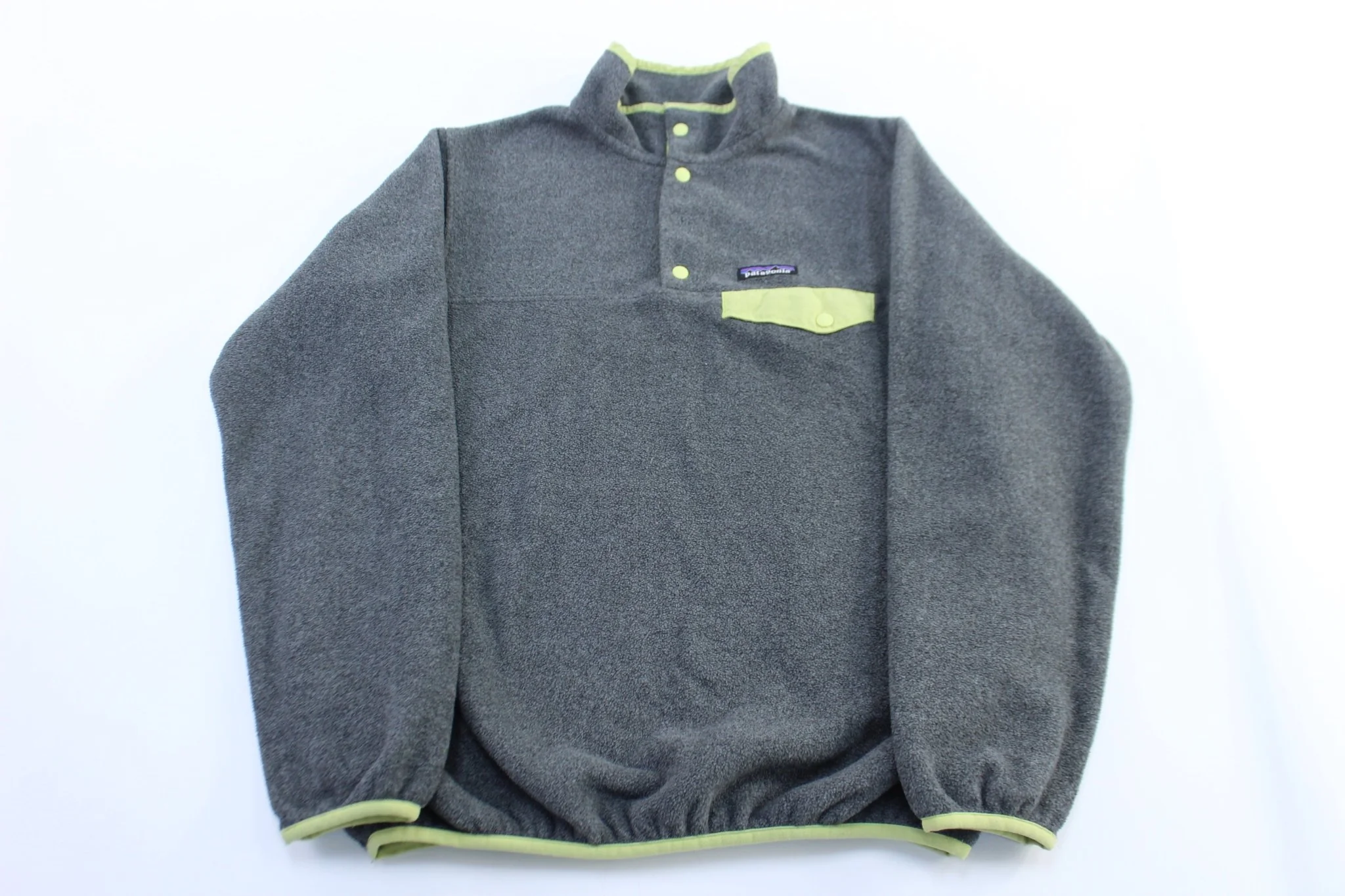 Women's Patagonia Synchilla Grey & Yellow Snap-T Pullover