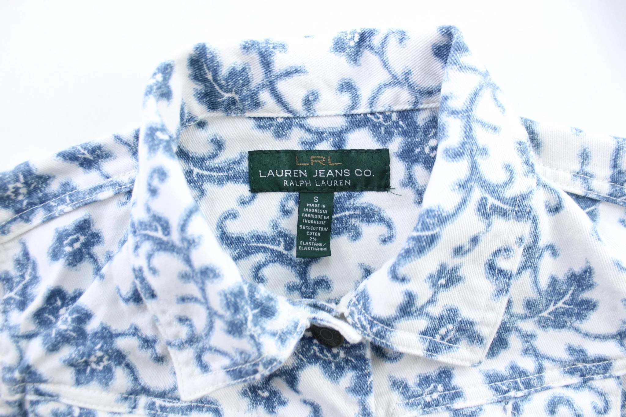 Women's Polo by Ralph Lauren Floral Button Fly Denim Jacket - Image 3
