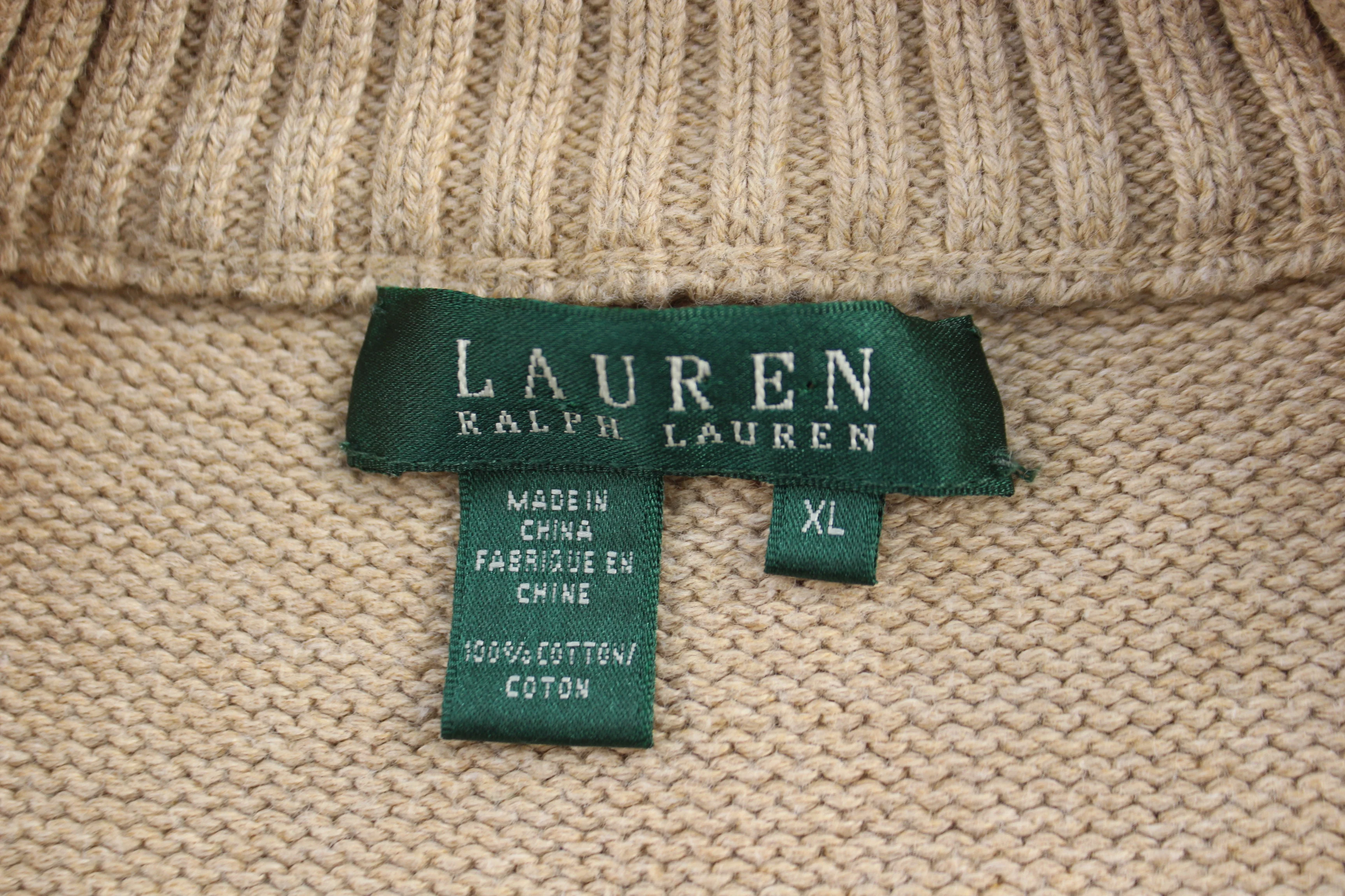 Women's Ralph Lauren Beige Full Zip Sweater - Image 3