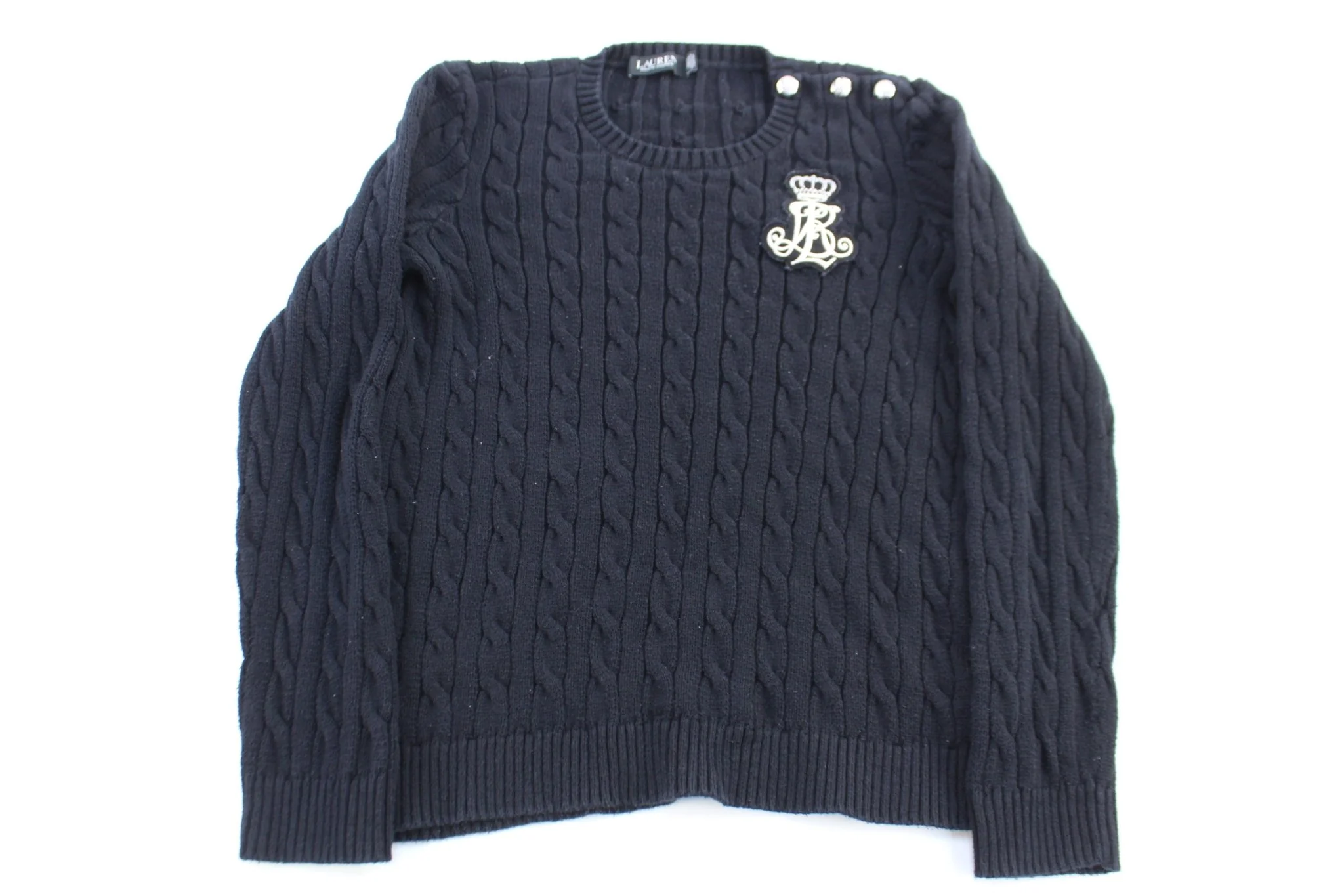 Women's Ralph Lauren Black Cable Knit Sweater