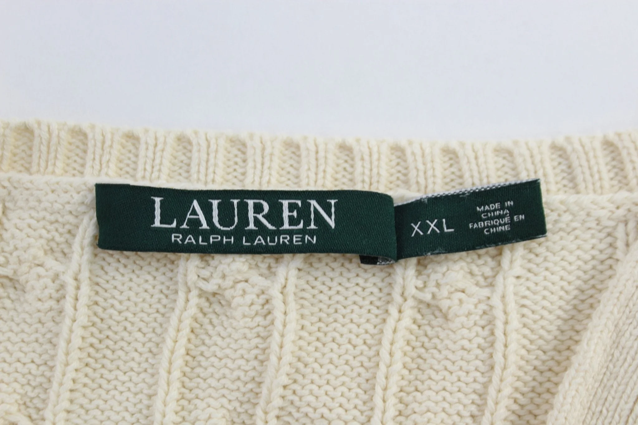 Women's Ralph Lauren Cream Cable Knit Sweater - Image 3