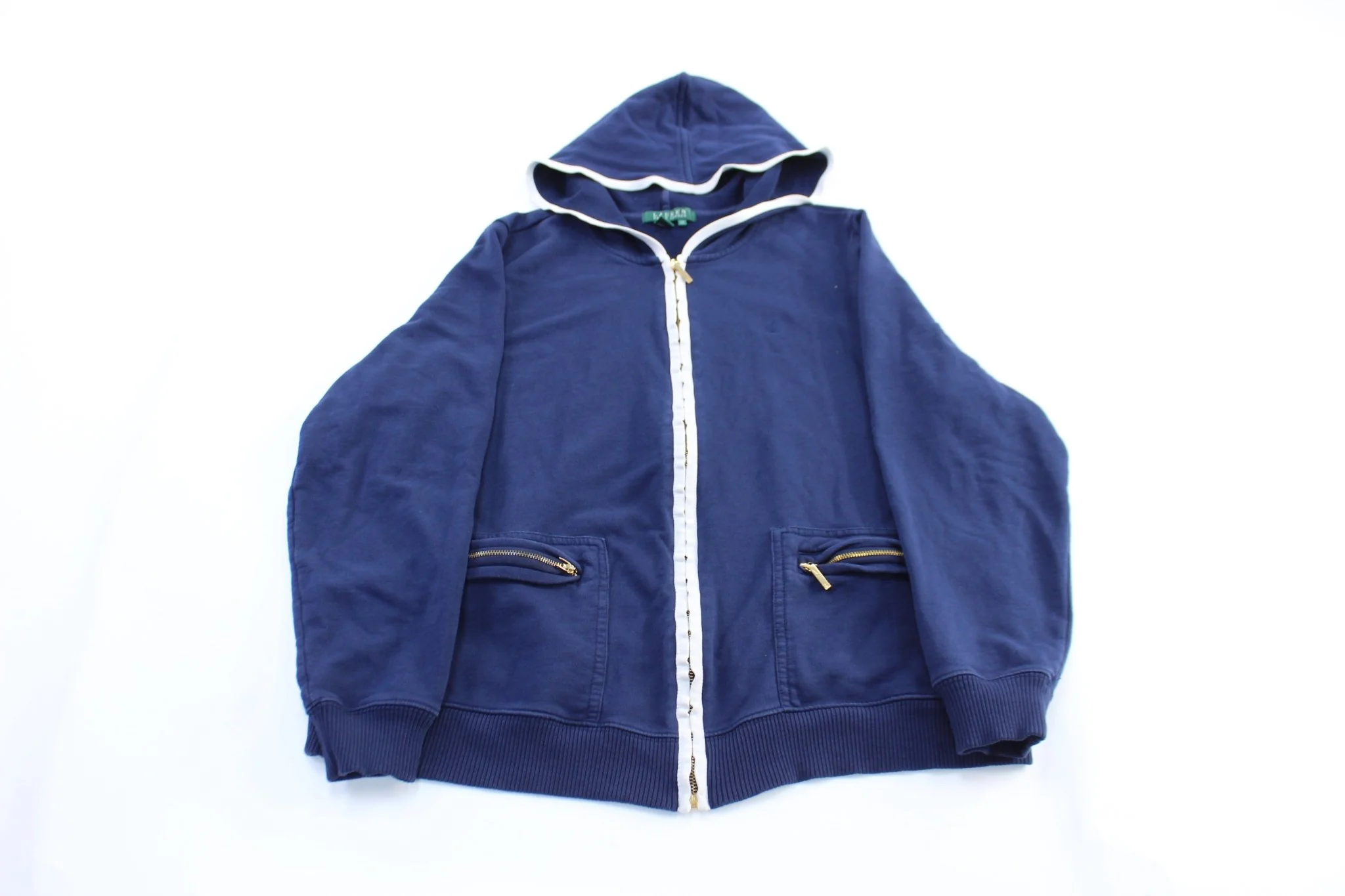 Women's Ralph Lauren Embroidered Blue Zip Up Hoodie