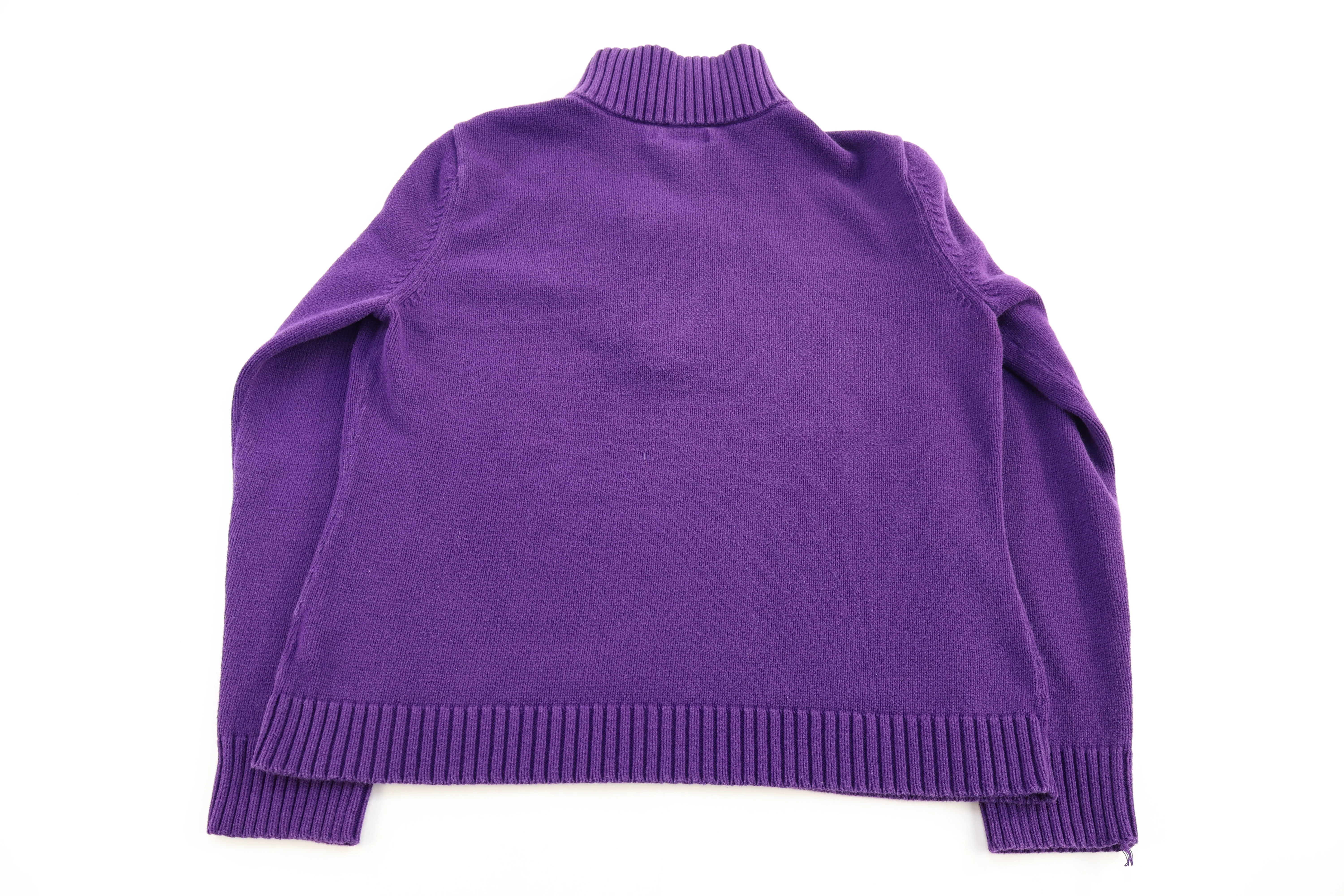 Women's Ralph Lauren Embroidered Logo Purple Quarter Zip Sweater - Image 2