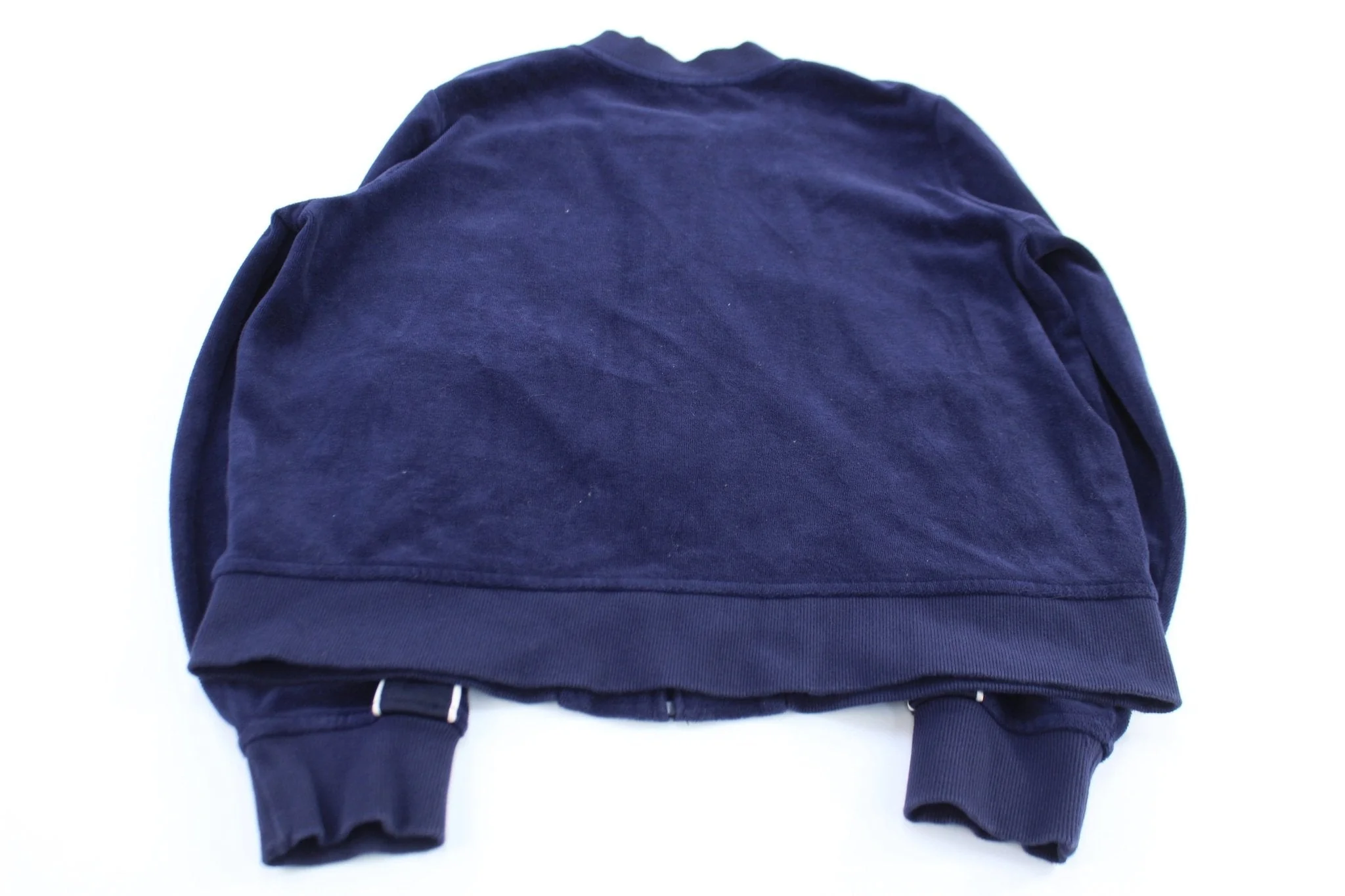 Women's Ralph Lauren Navy Blue Velour Track Jacket - Image 2
