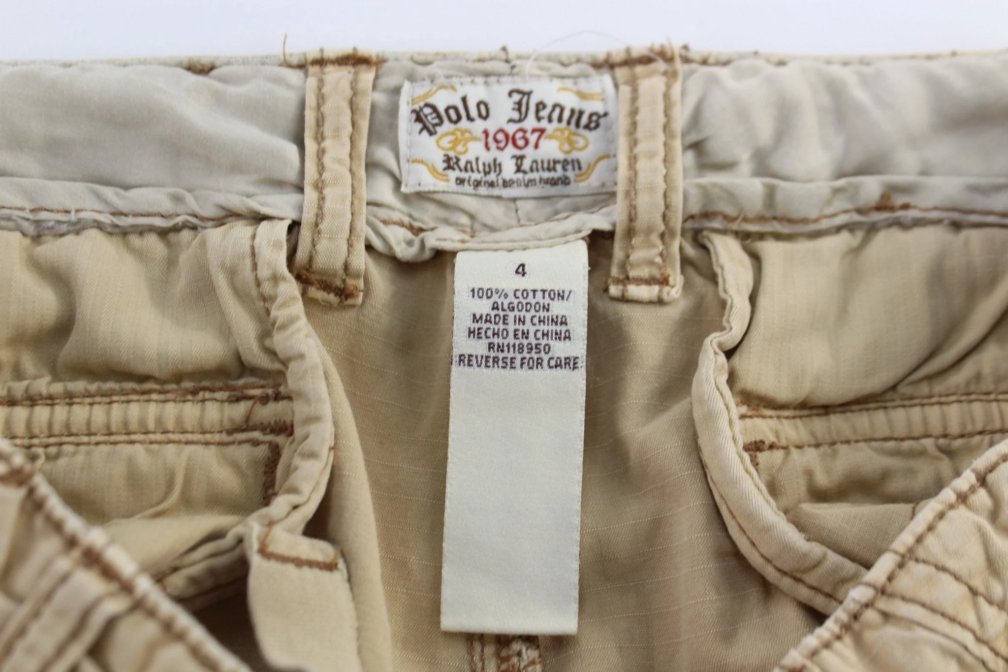 Women's Ralph Lauren Polo Jeans Tan Cargo Pants - Image 3