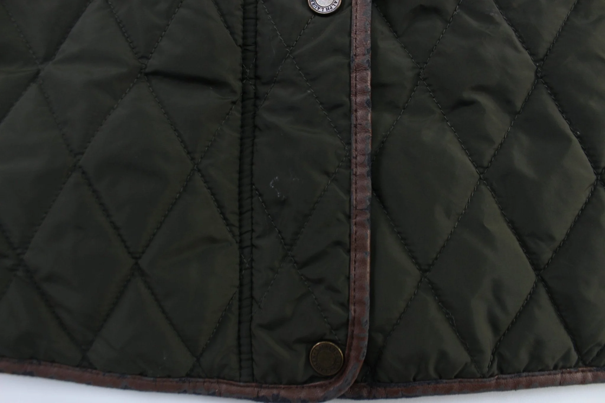 Women's Ralph Lauren Quilted Faux Suede Green Coat - Image 3