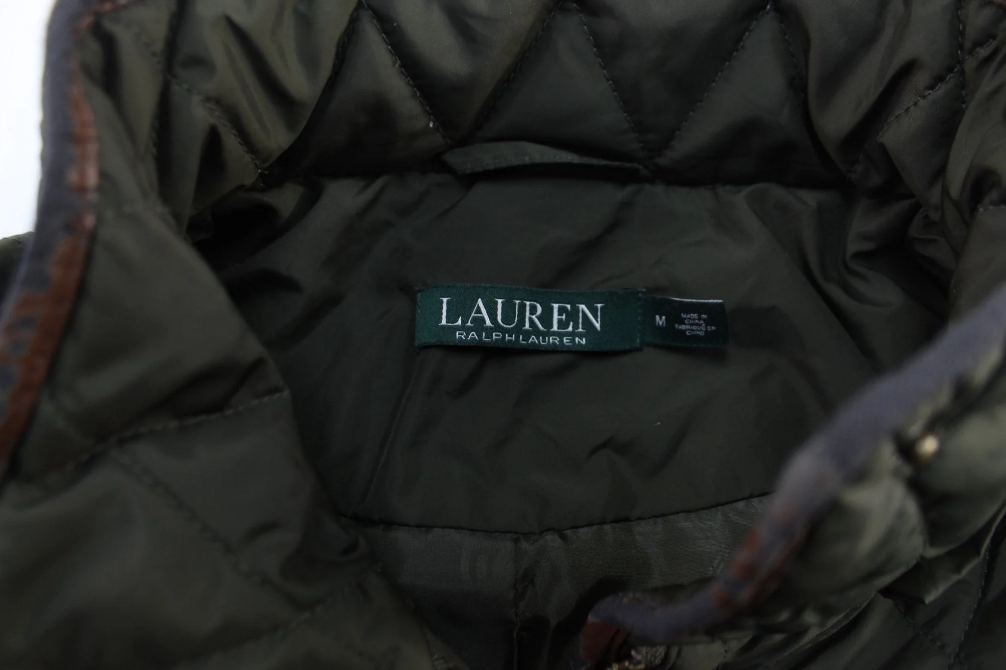 Women's Ralph Lauren Quilted Faux Suede Green Coat - Image 4