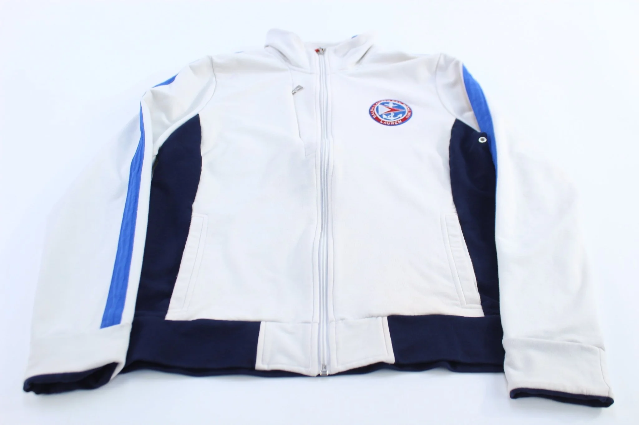 Women's Ralph Lauren White, Black & Blue Active Track Jacket