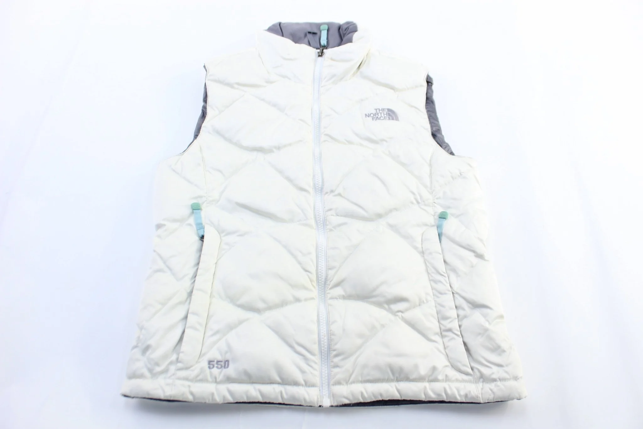 Women's The North Face 550 Grey & White Reverisble Puffer Vest