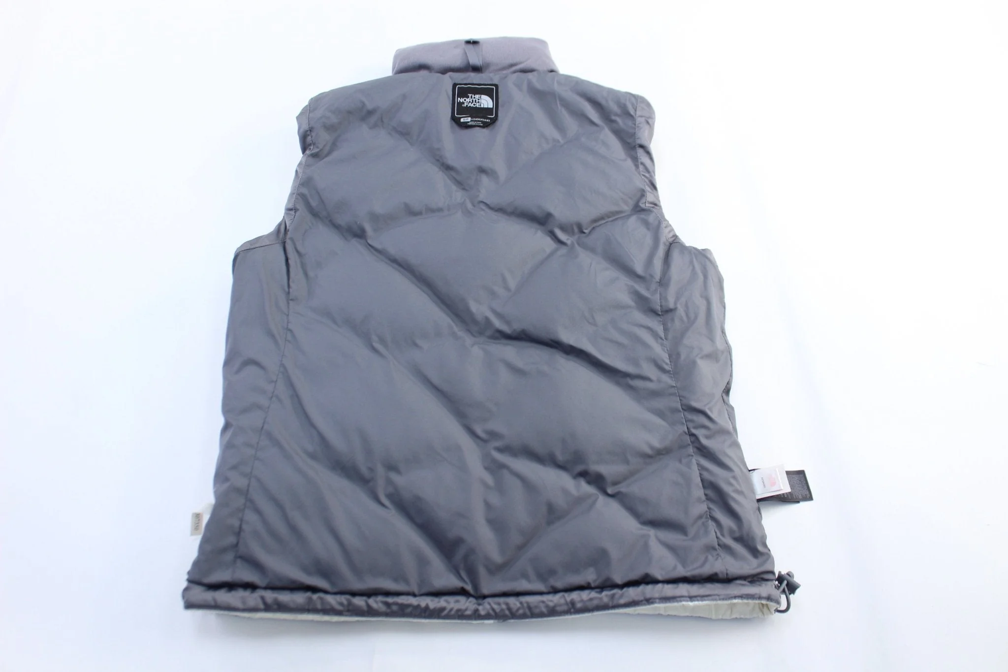 Women's The North Face 550 Grey & White Reverisble Puffer Vest - Image 4