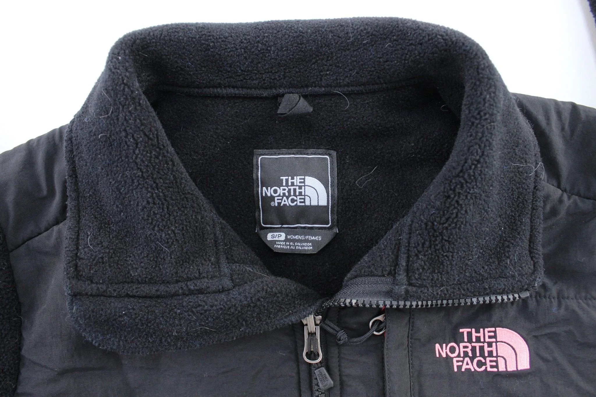 Women's The North Face Embroidered Logo Black & Pink Fleece Zip Up Jacket - Image 3
