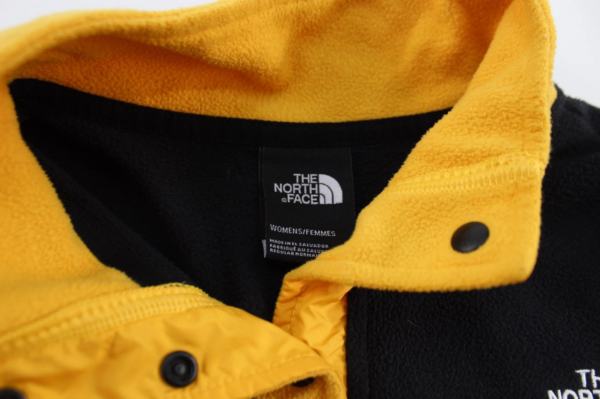 Women's The North Face Embroidered Logo Black & Yellow Fleece Pullover - Image 3
