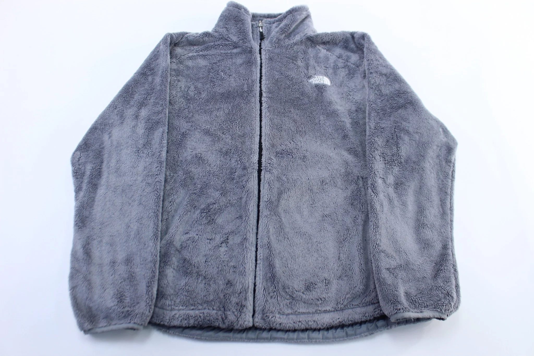 Women's The North Face Embroidered Logo Grey Sherpa Zip Up Jacket