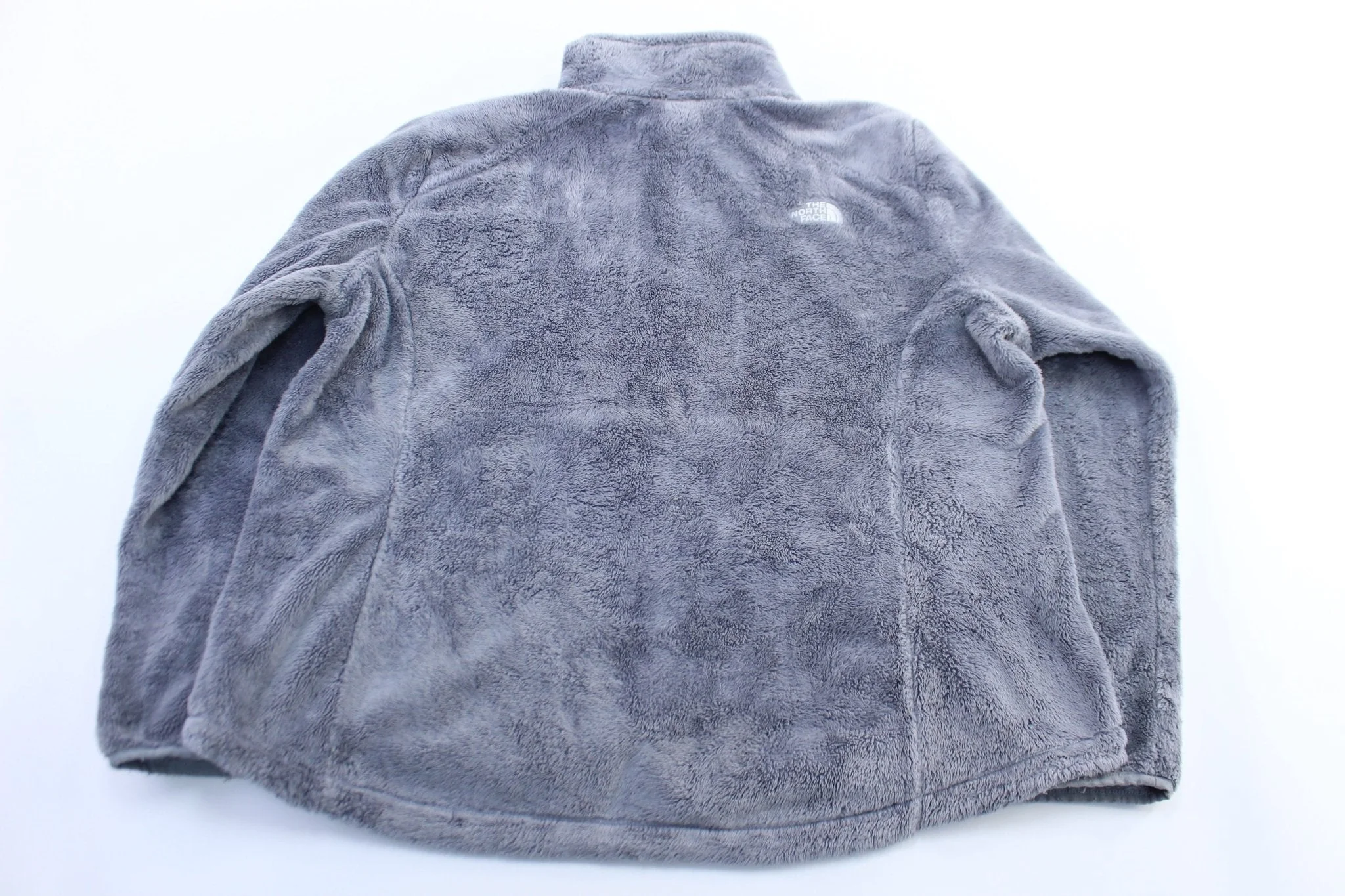 Women's The North Face Embroidered Logo Grey Sherpa Zip Up Jacket - Image 2