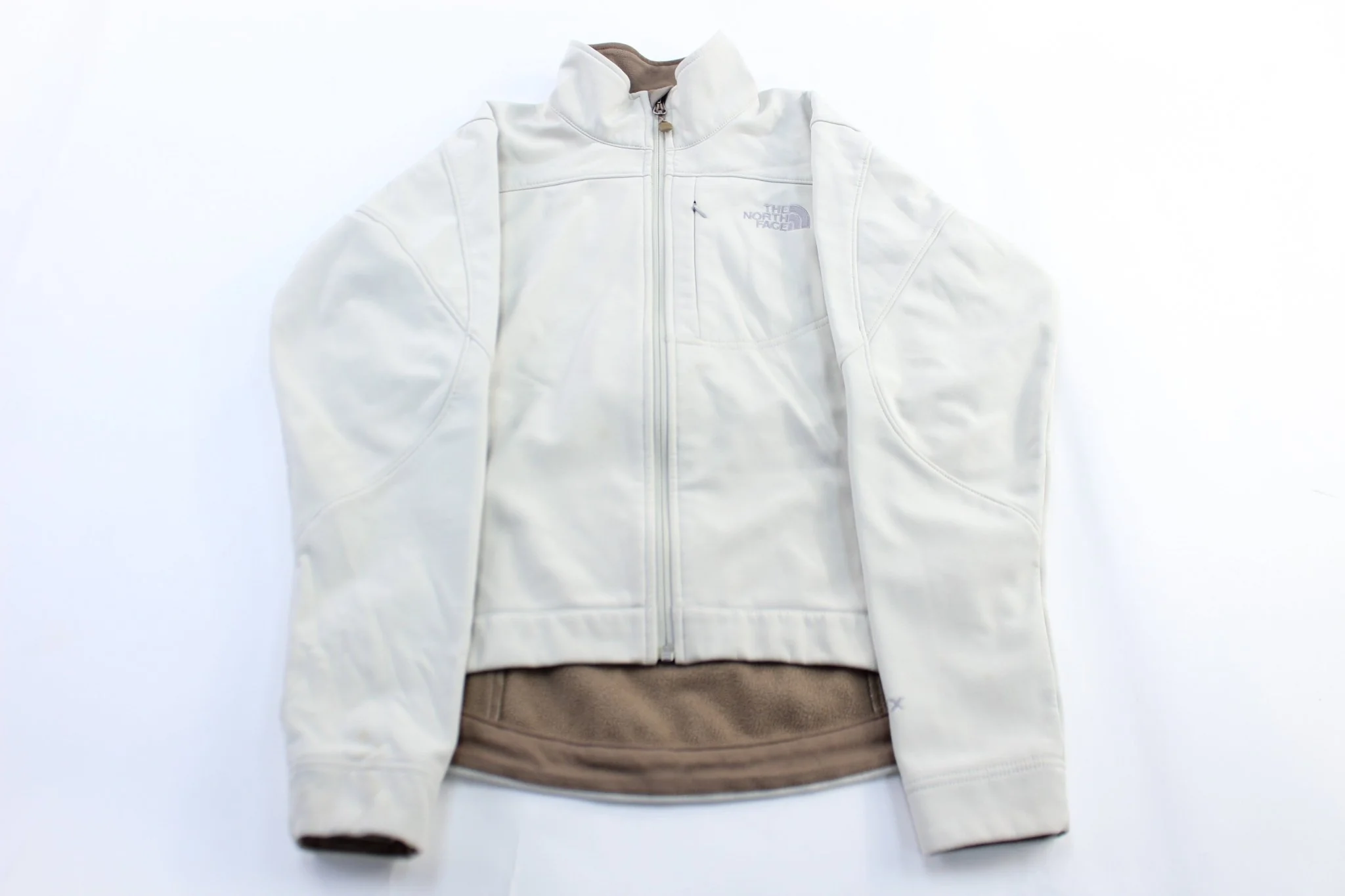 Women's The North Face Embroidered Logo Off White Zip Up Jacket