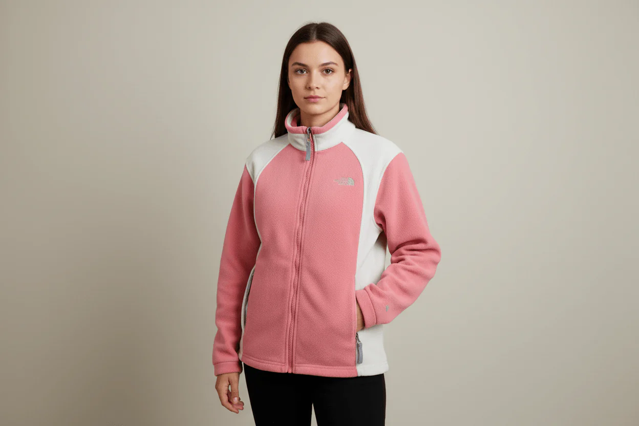 Women's The North Face Embroidered Logo Pink & Grey Full Zip Jacket - Image 2