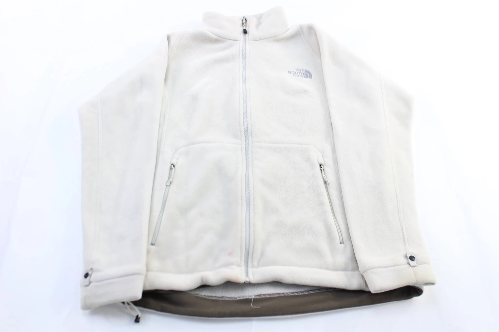 Women's The North Face Embroidered Logo White Fleece Zip Up Jacket