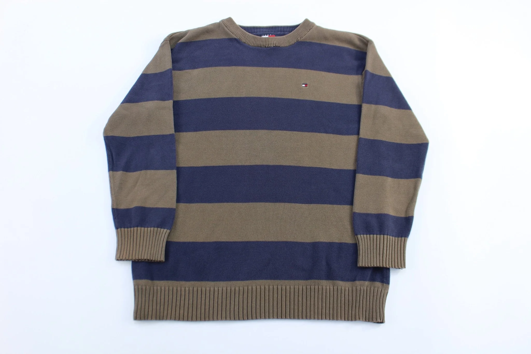Women's Tommy Hilfiger Blue & Brown Striped Sweater