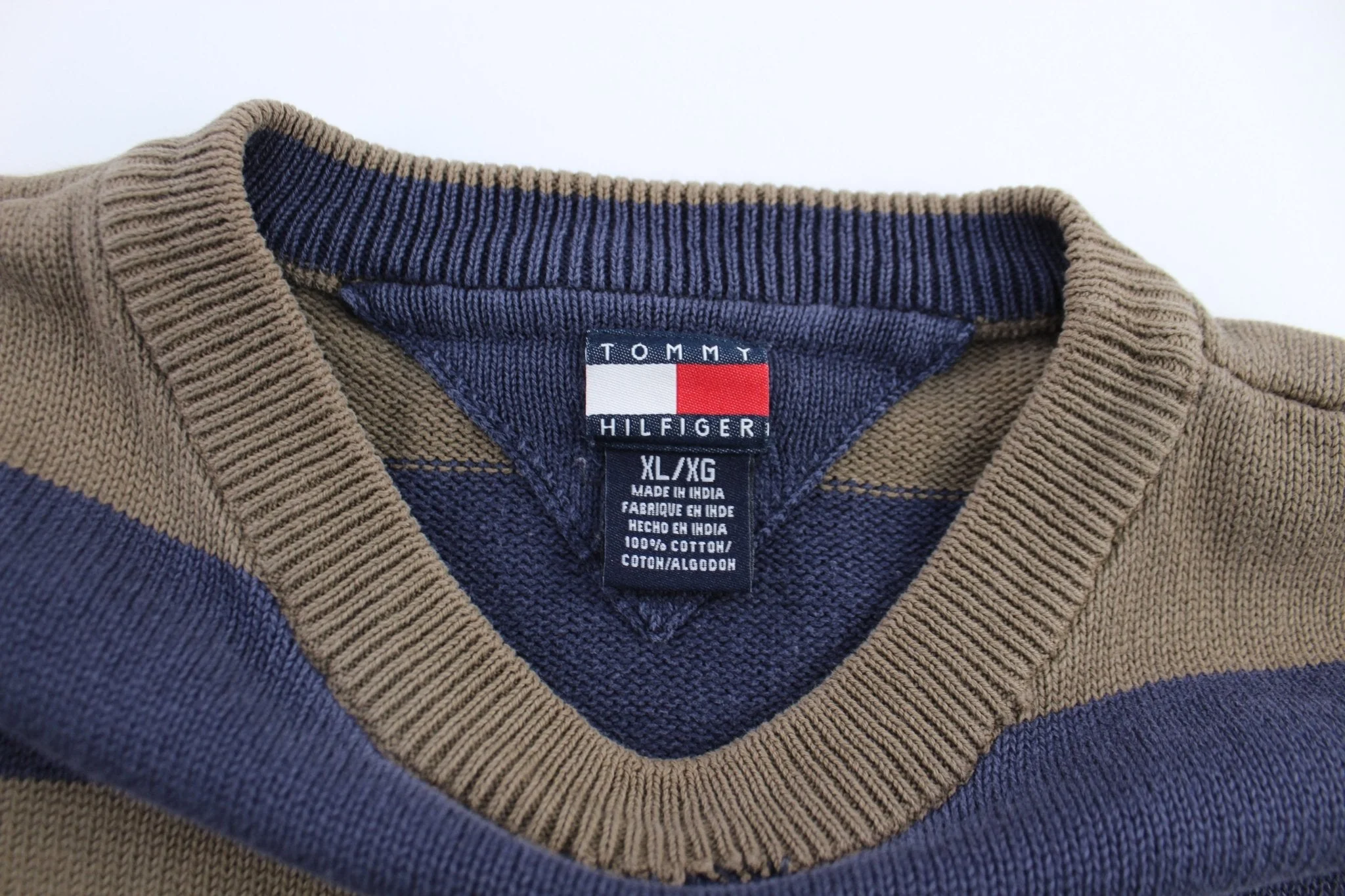 Women's Tommy Hilfiger Blue & Brown Striped Sweater - Image 3