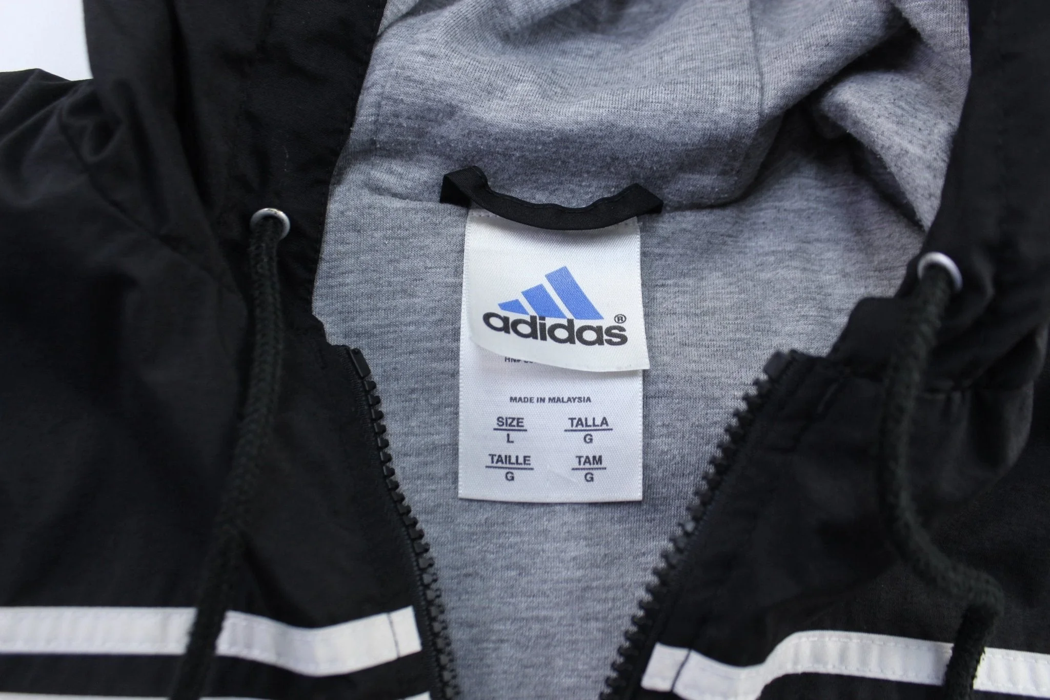 Women's Vintage Adidas Embroidered Logo Black & White Striped Zip Up Jacket - Image 4
