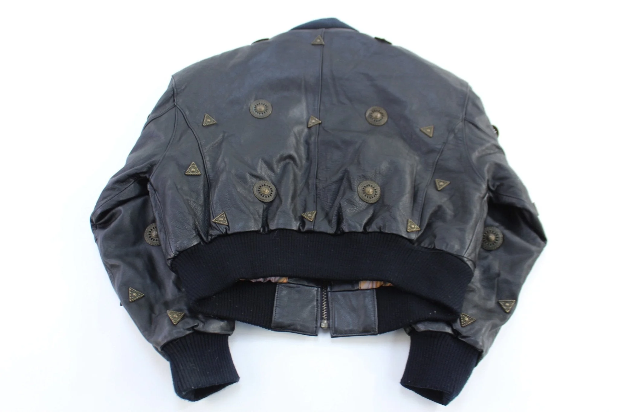 Women's Vintage Copper Key Leather Bomber Jacket - Image 2