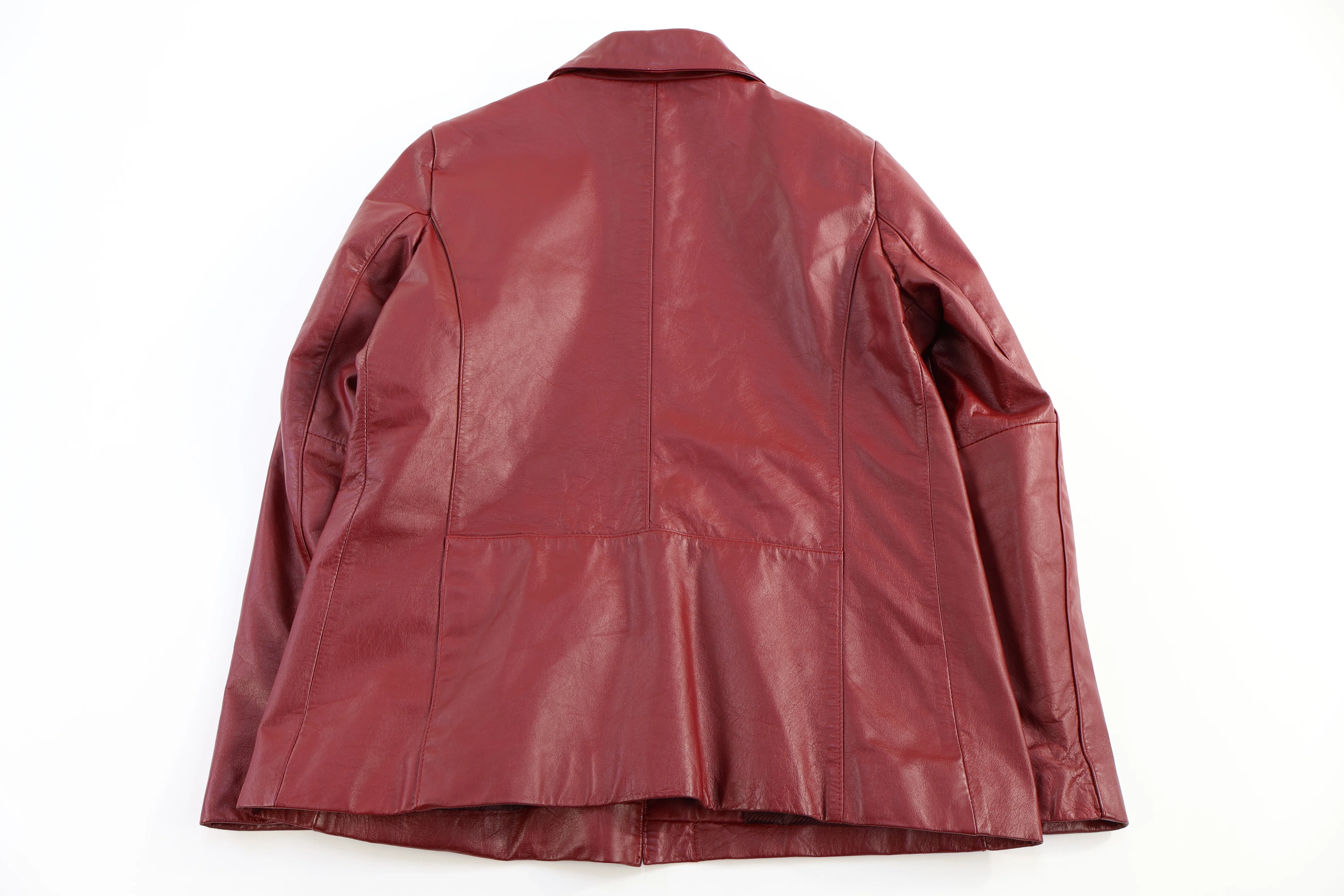 Women's Vintage Isoface Red Leather Jacket - Image 2