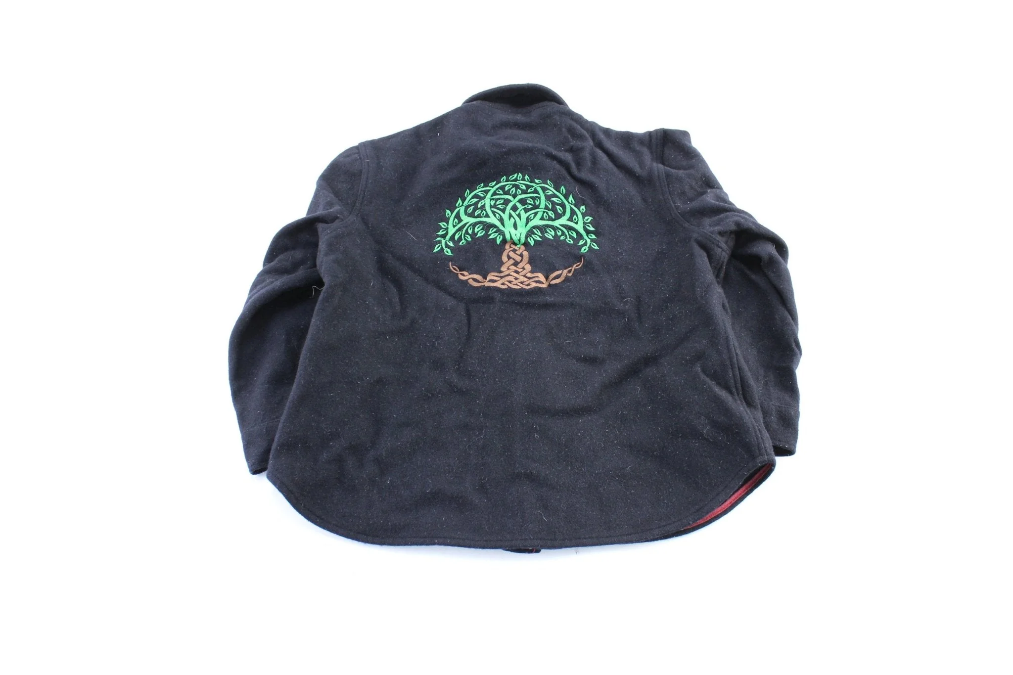Women's Vintage Navy Embroidered Wool LS Button Down Shirt - Image 2