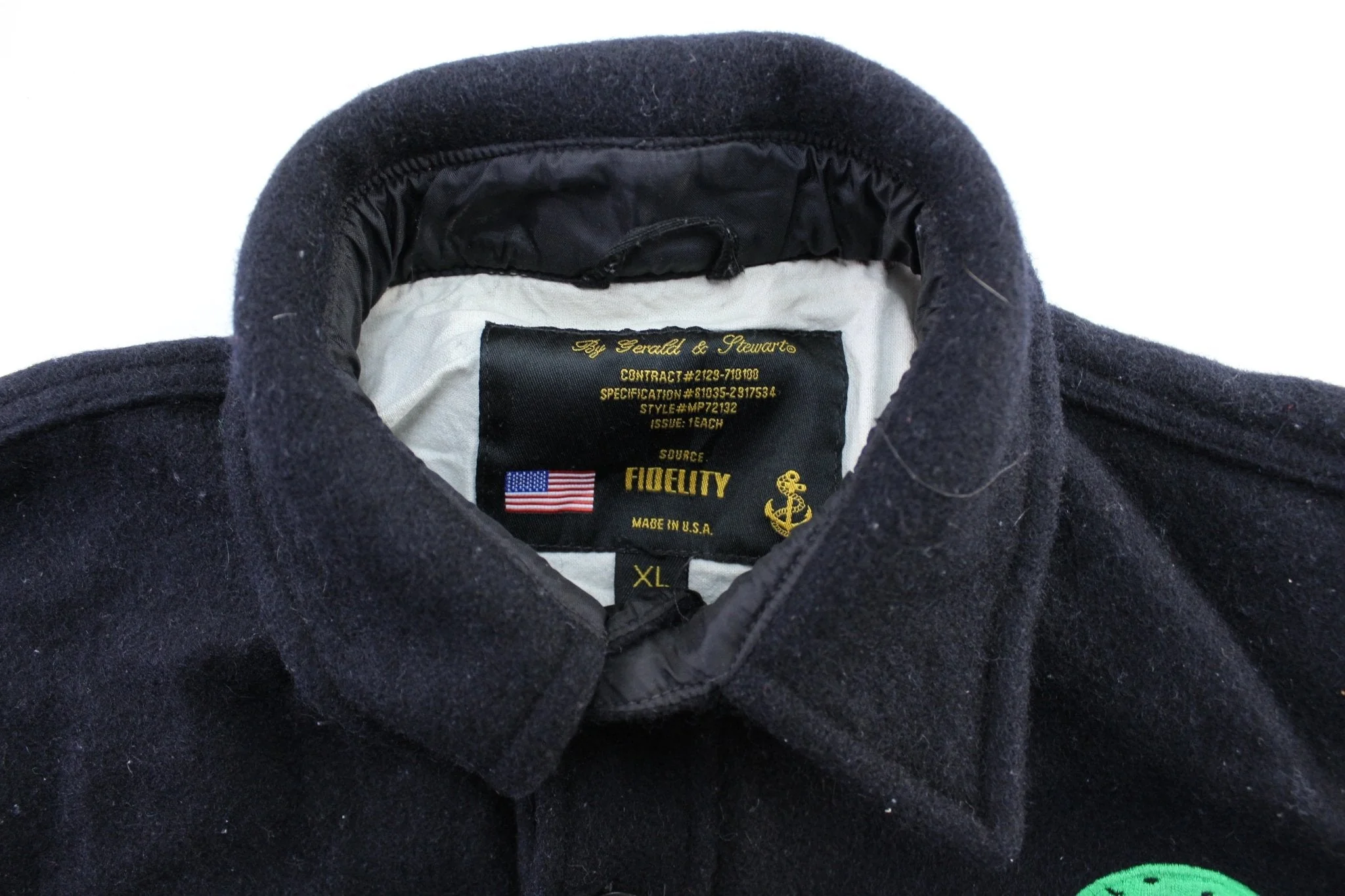 Women's Vintage Navy Embroidered Wool LS Button Down Shirt - Image 3