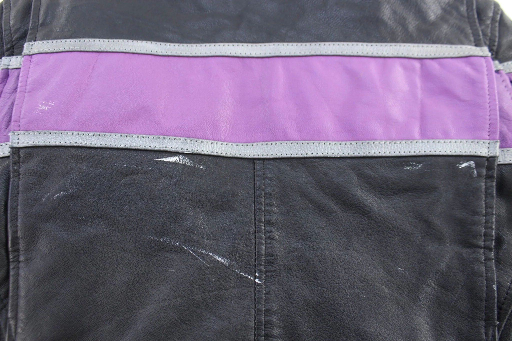 Women's Vintage Unik Black & Purple Leather Jacket - Image 3