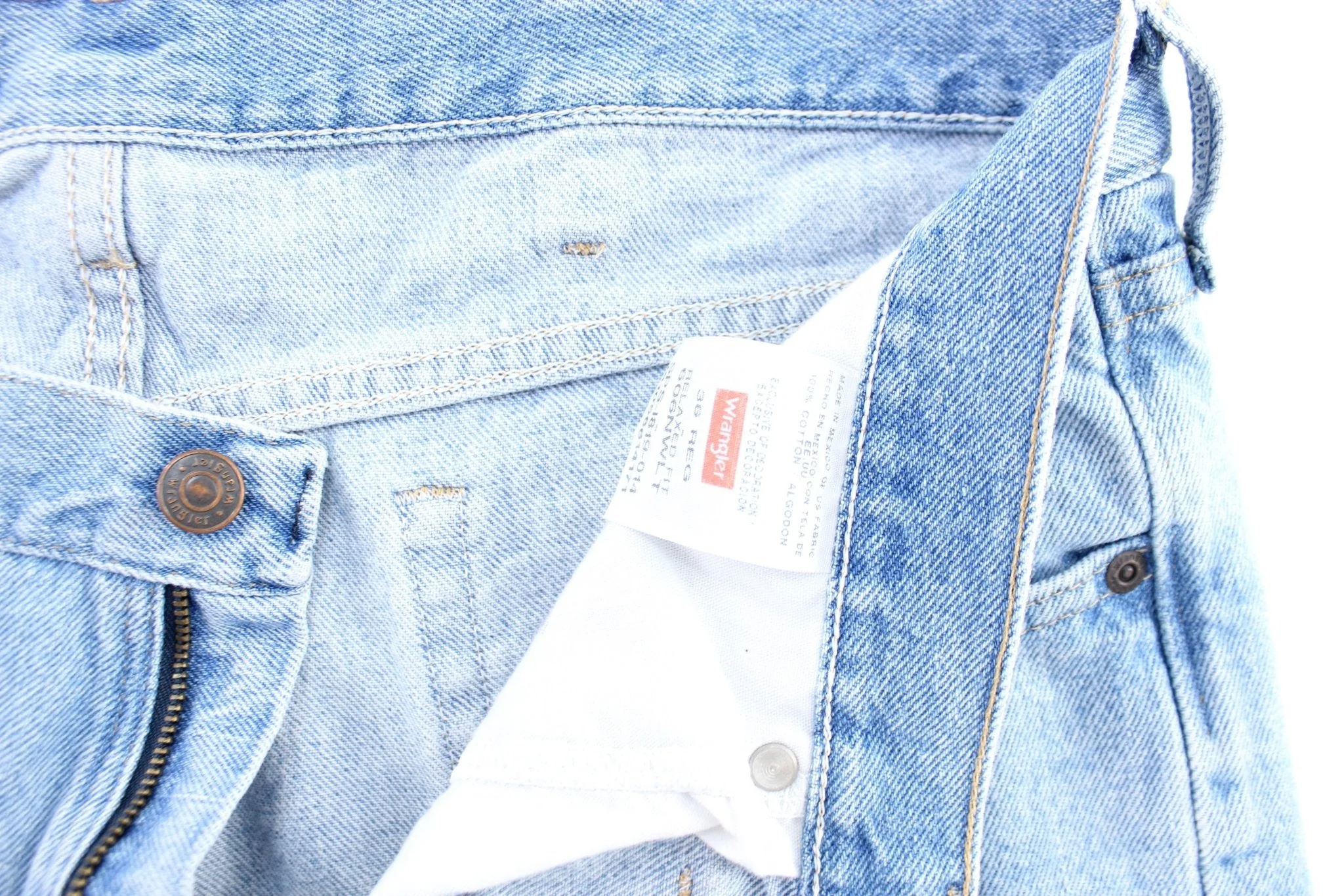 Wrangler Logo Patch Light Wash Denim Shorts - Image 3