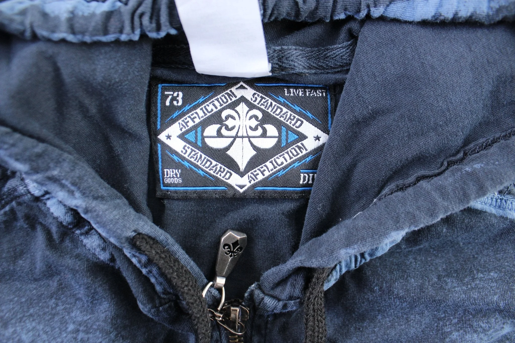 Y2K Affliction Embroidered Blue Zip Up Hoodie - Image 3