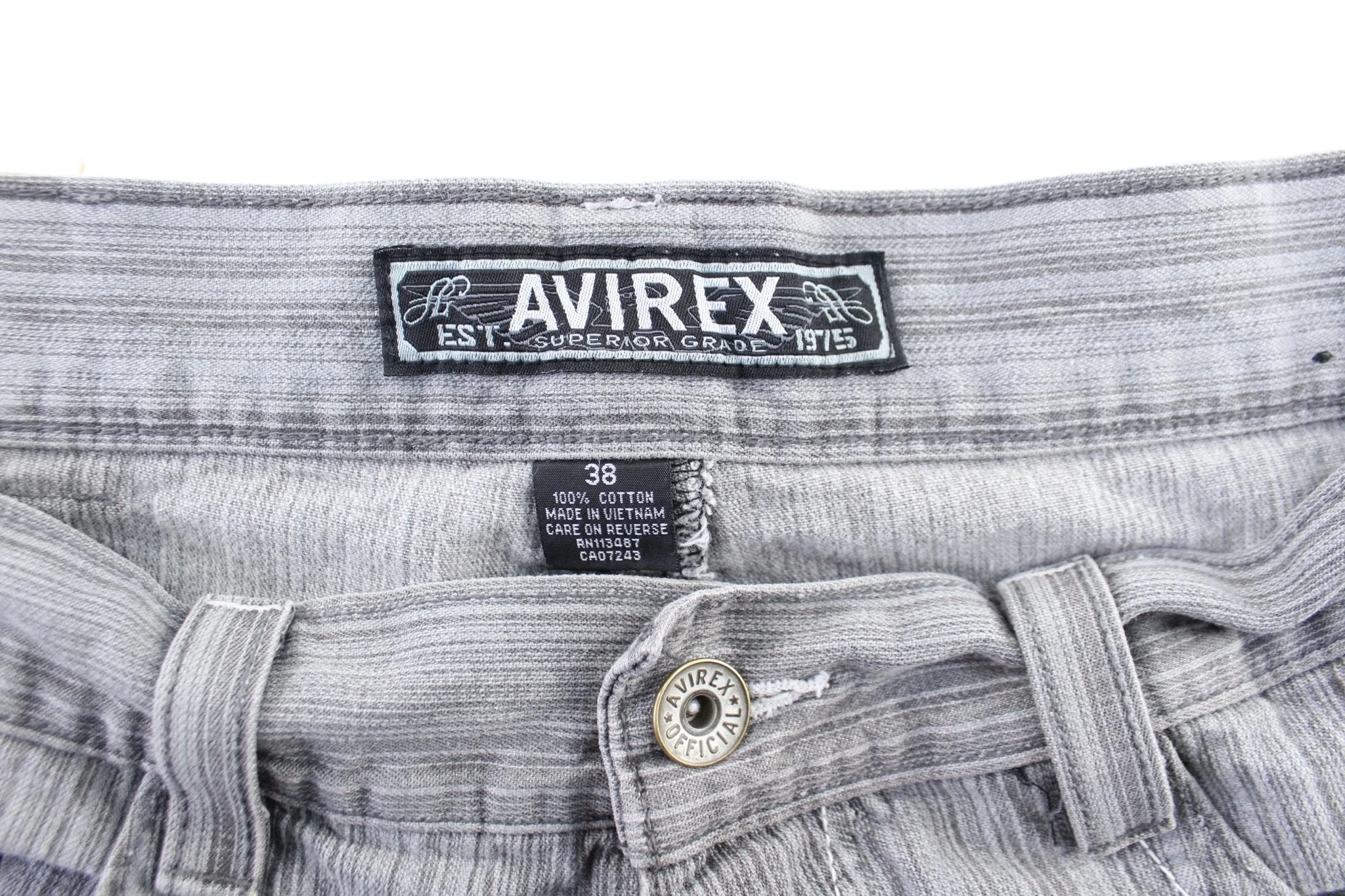 Y2K Avirex Grey Wash Denim Shorts - Image 3