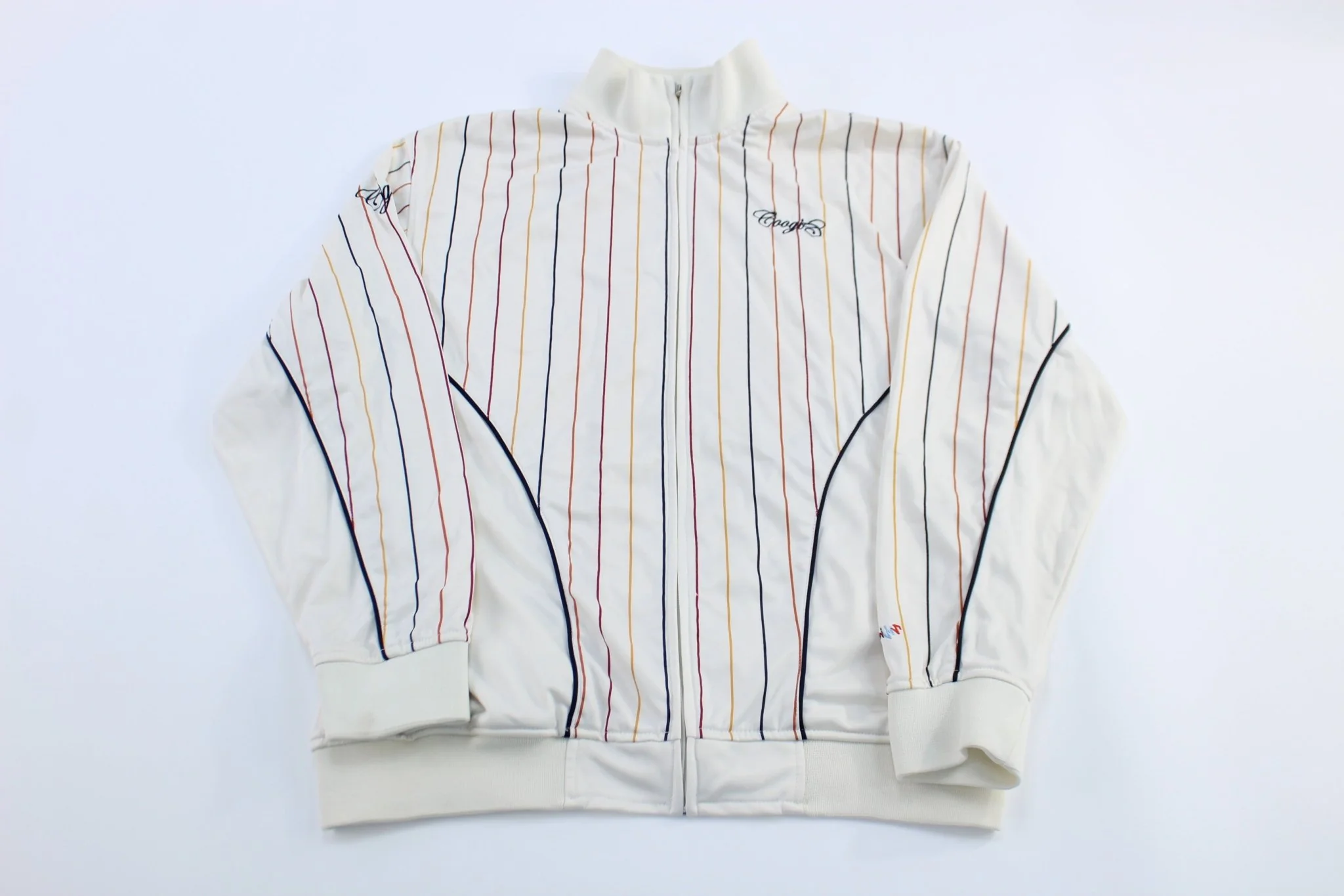 Y2K Coogi Embroidered Logo Striped Zip Up Jacket