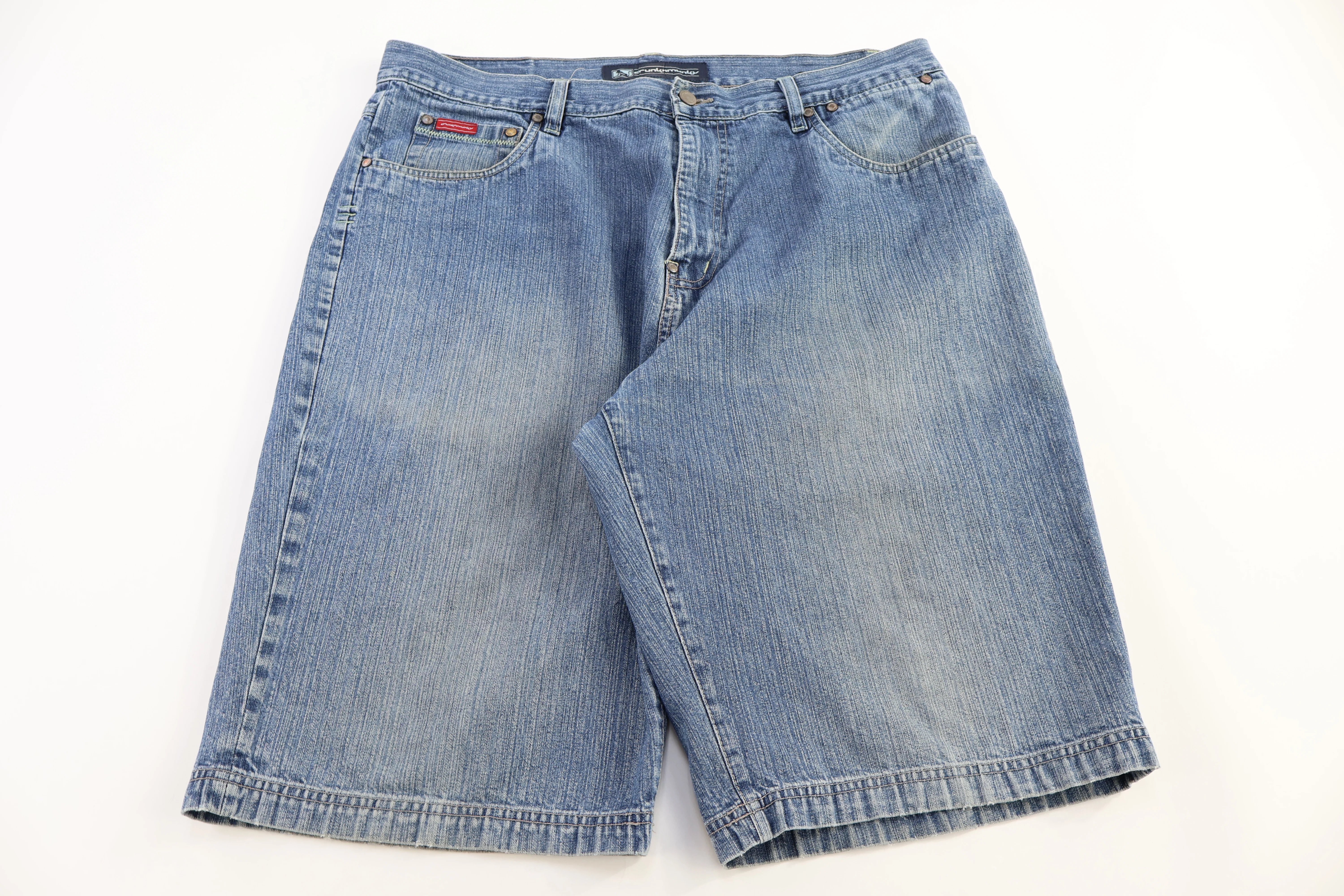 Y2K Drunk Monkey Light Wash Denim Shorts