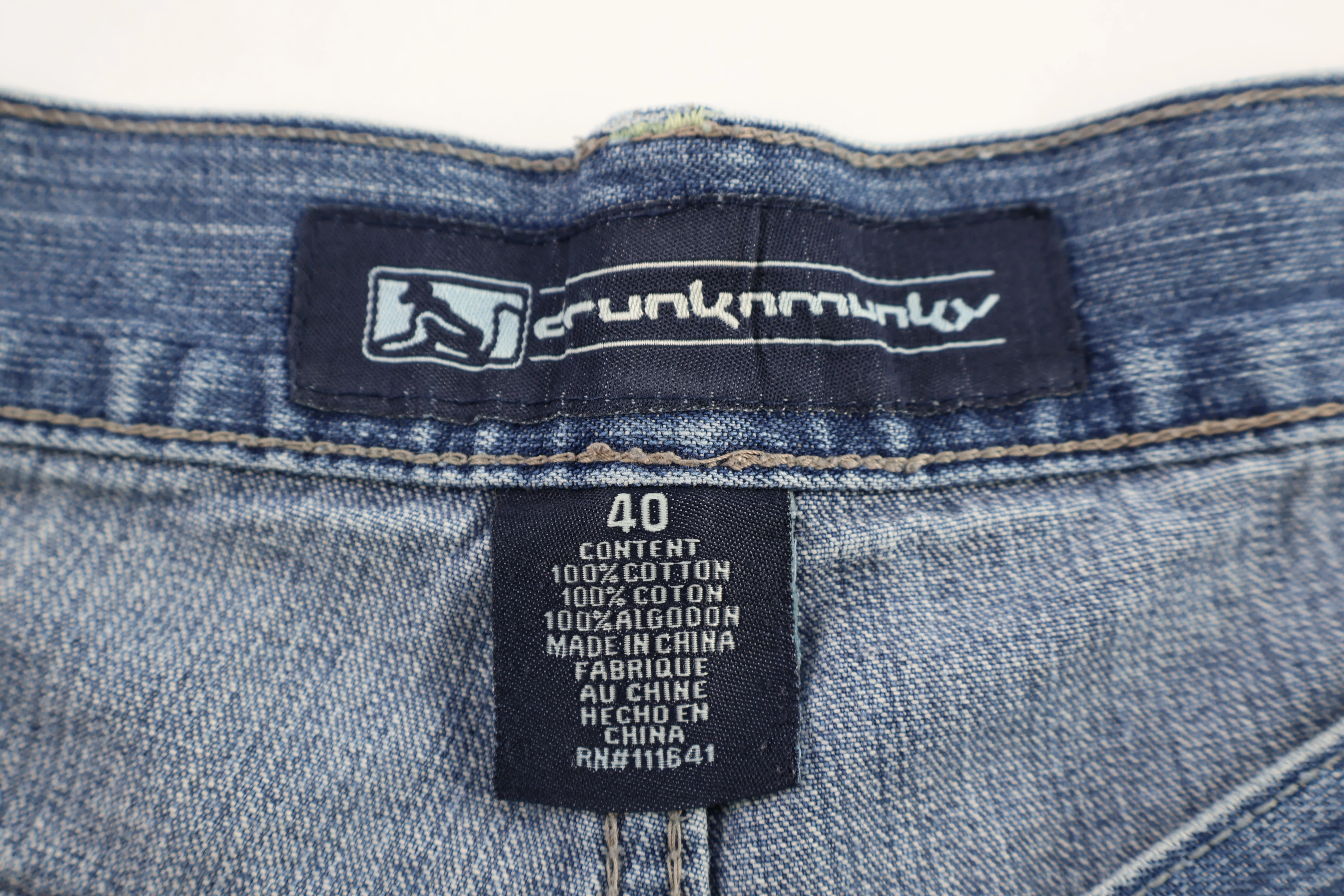 Y2K Drunk Monkey Light Wash Denim Shorts - Image 4